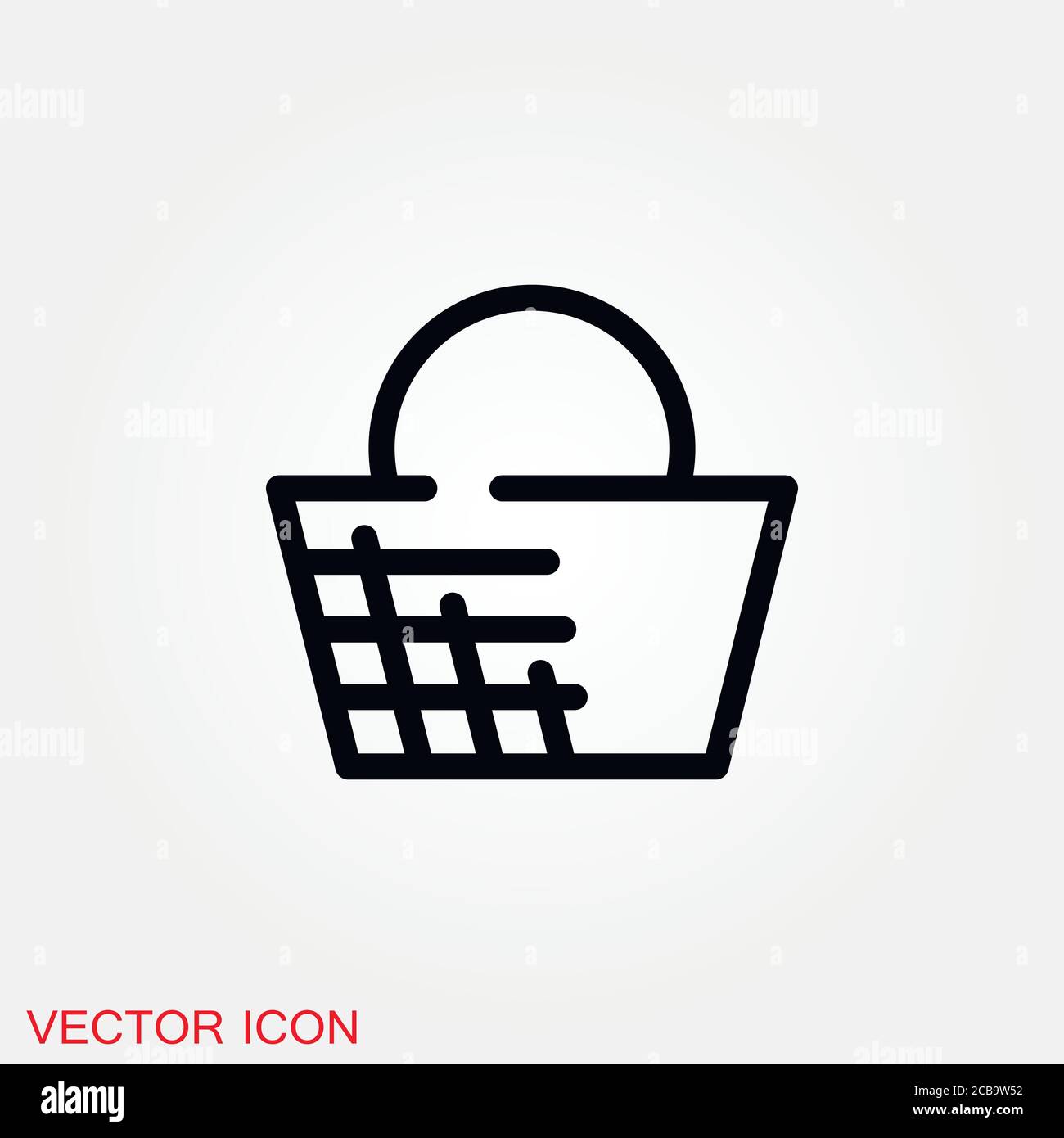 Basket icon, plate with spoon BBQ. Vector sign Stock Vector