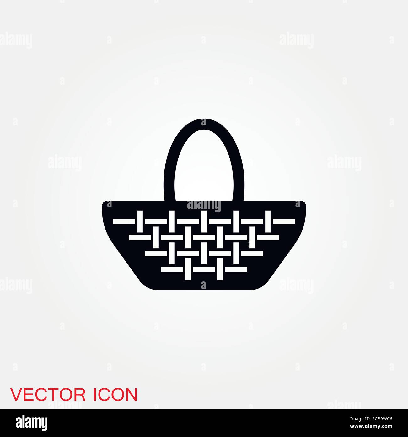 Basket icon, plate with spoon BBQ. Vector sign Stock Vector