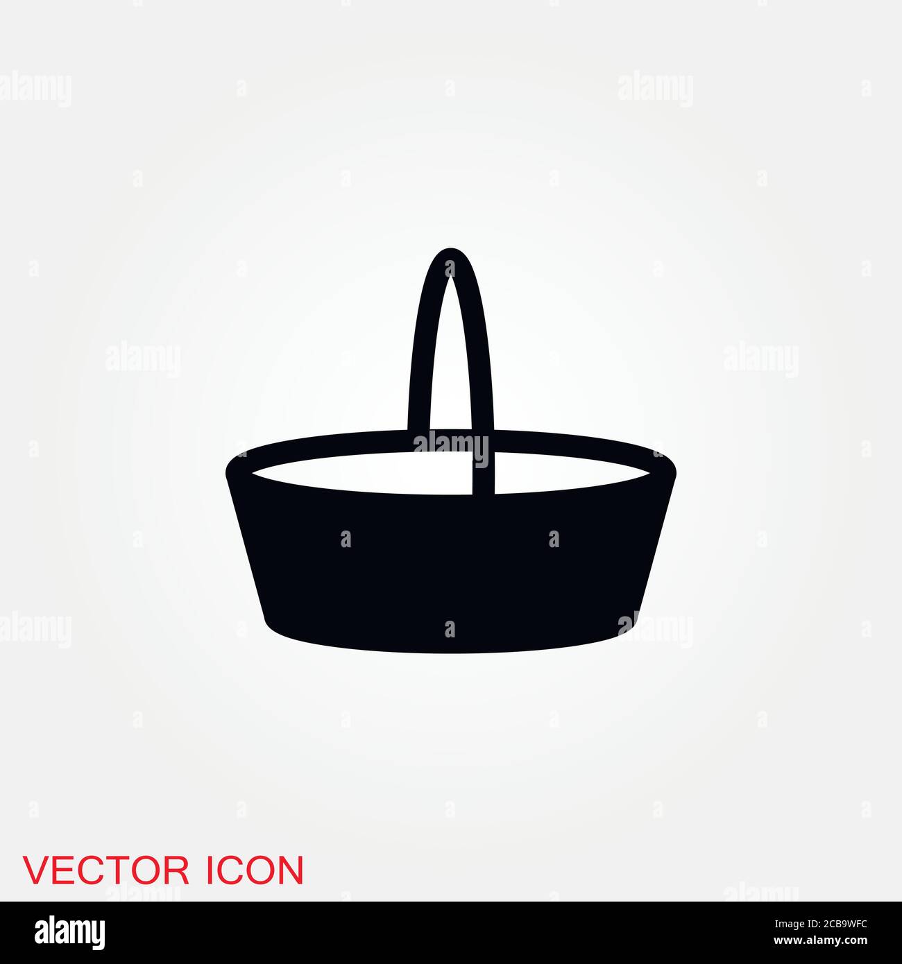 Basket icon, plate with spoon BBQ. Vector sign Stock Vector
