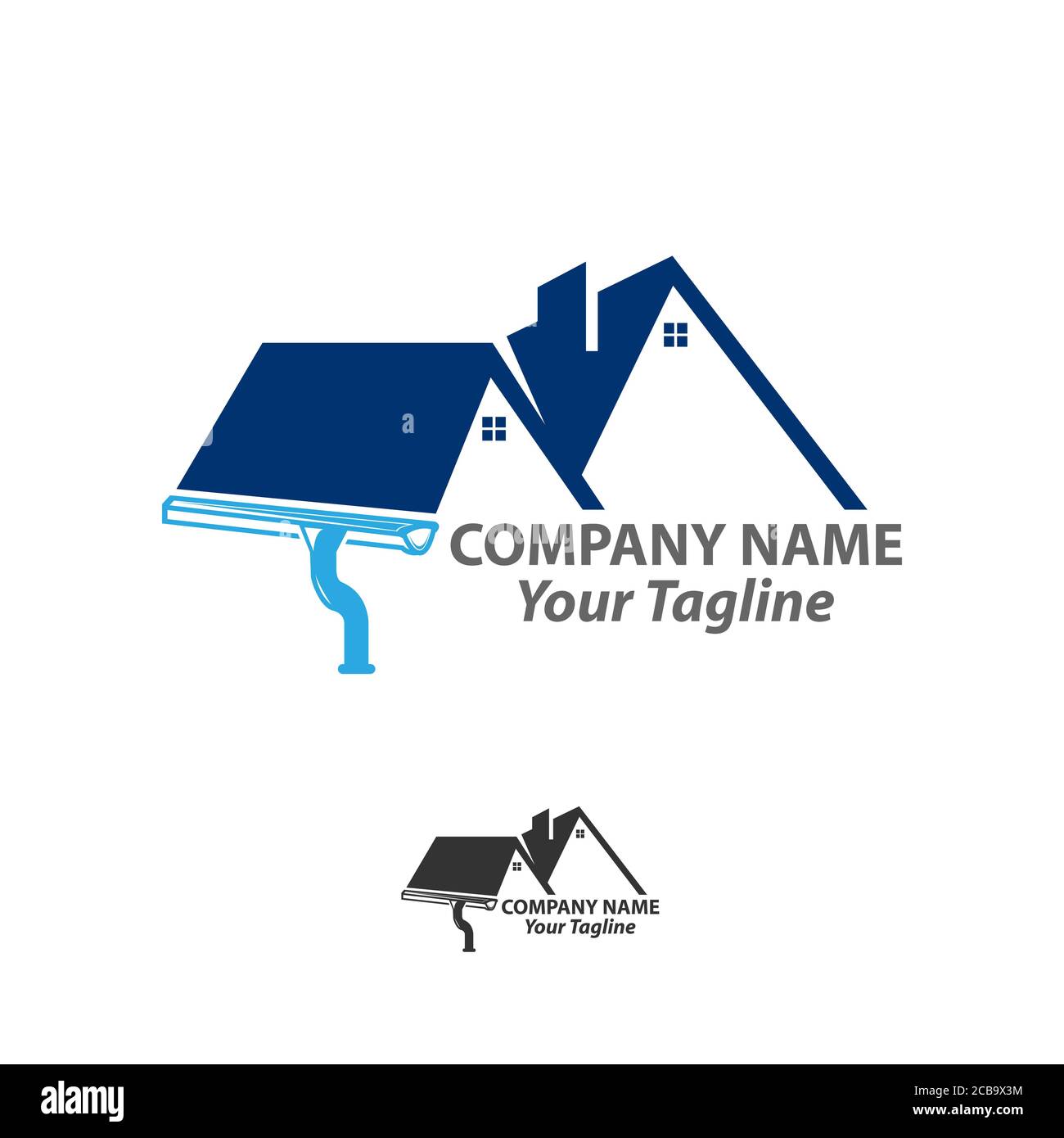 gutter and house roof logo template. Roof downspout vector design. Gutter services logotype.EPS