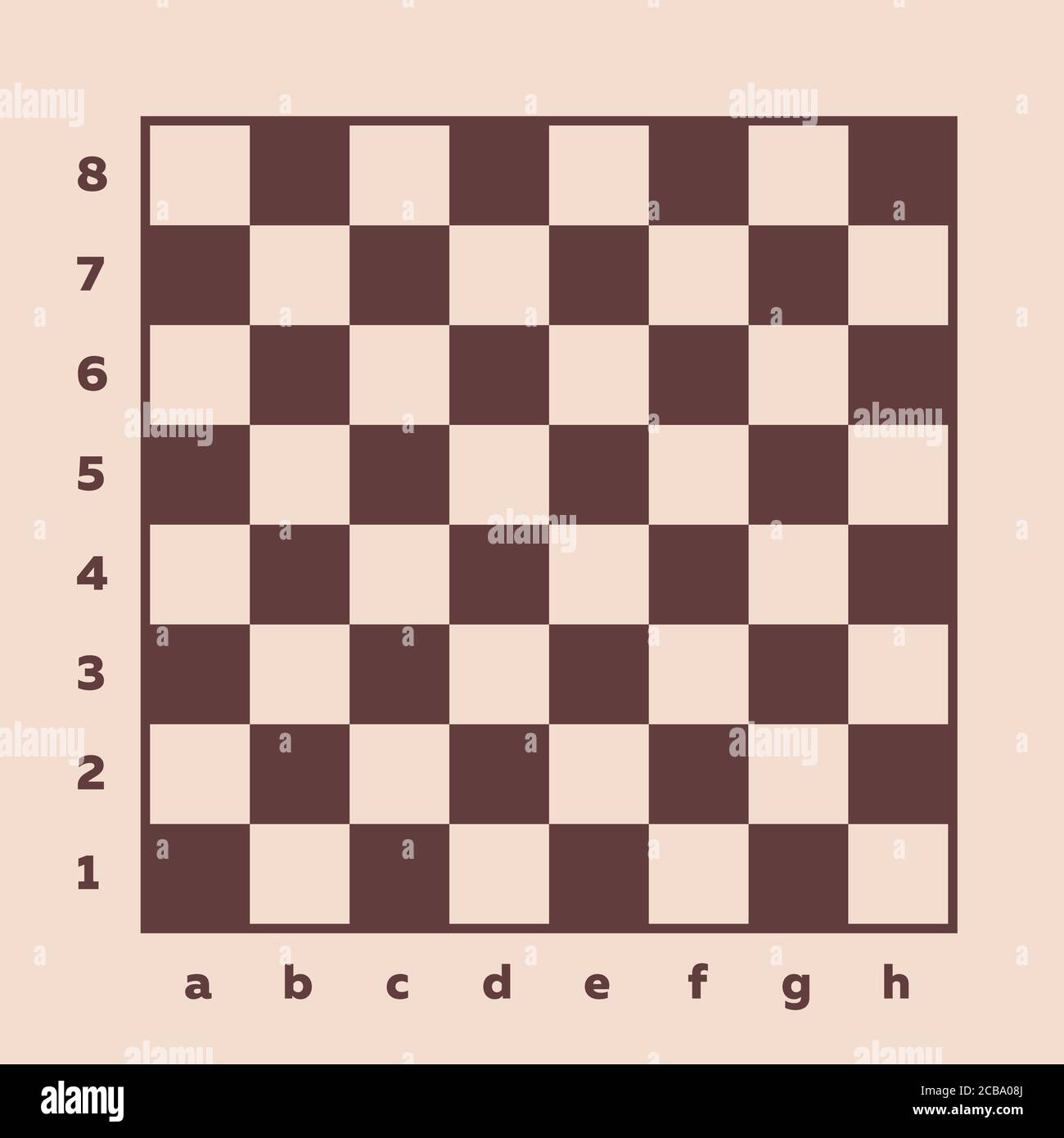 Chess board view from above, realistic drawing. Square field for