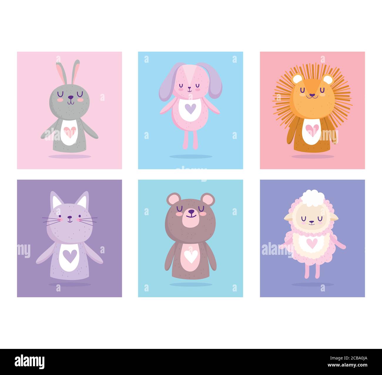 baby shower, cute animals for card and invitation cartoon icons vector ...