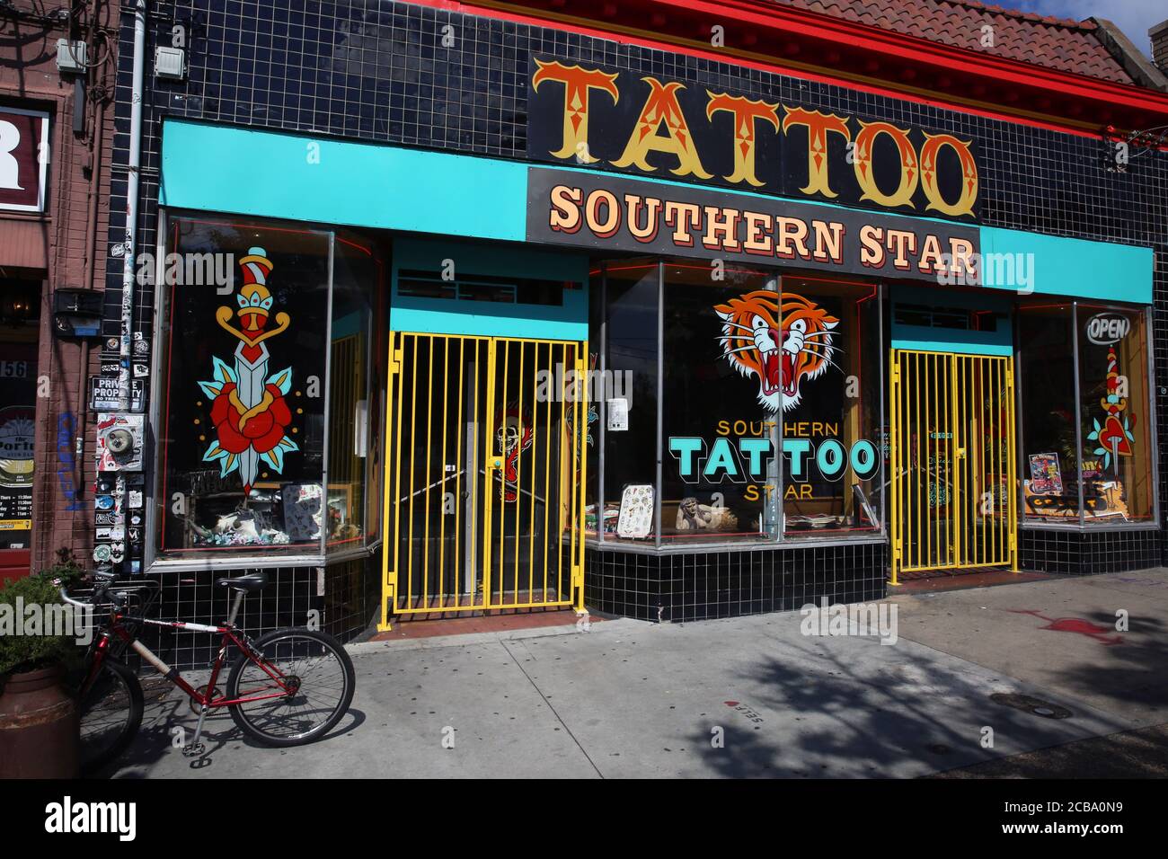 The Southern Star Tattoo parlour situated on Euclid Avenue, Little Five Points on the east side of Atlanta, Georgia. Stock Photo