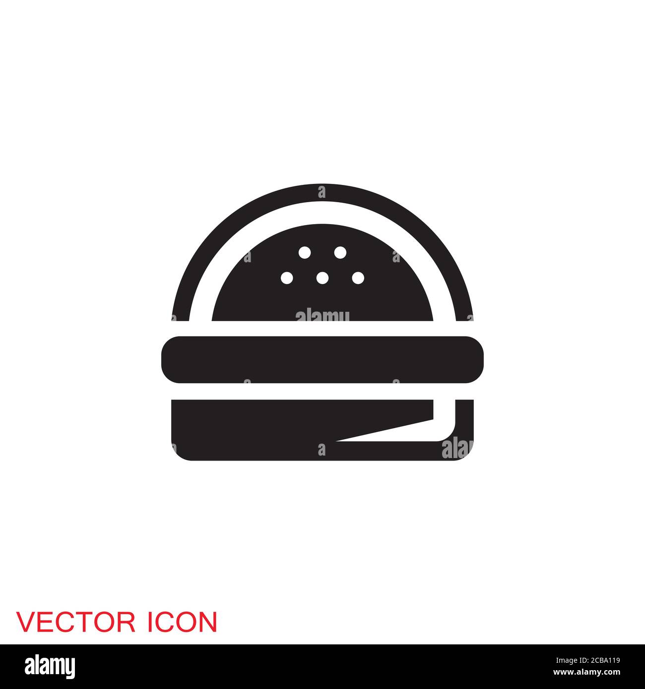 Burger icon, flat design Hamburger web icon. vector illustration Stock Vector