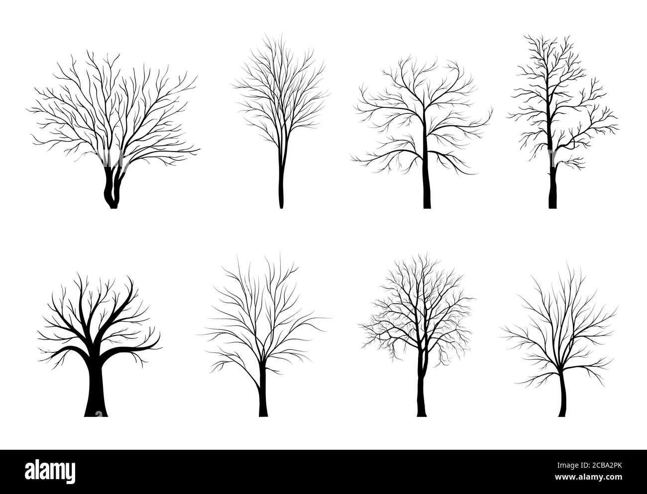 Trees silhouettes set isolated on white background.. Vector illustration Stock Vector