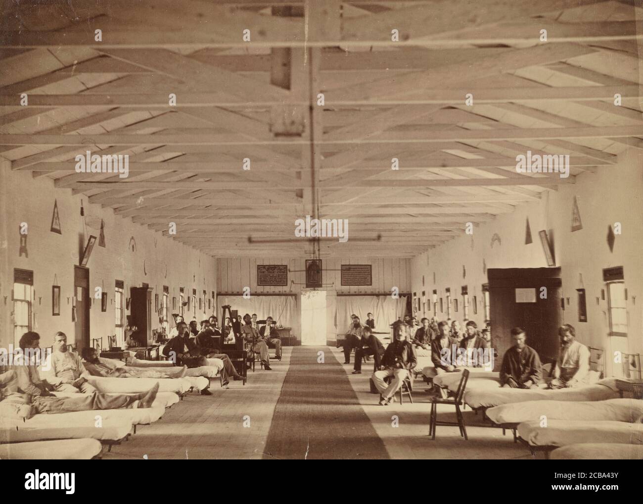 Armory Square Hospital, Interior of Ward K, ca. 1863. Stock Photo