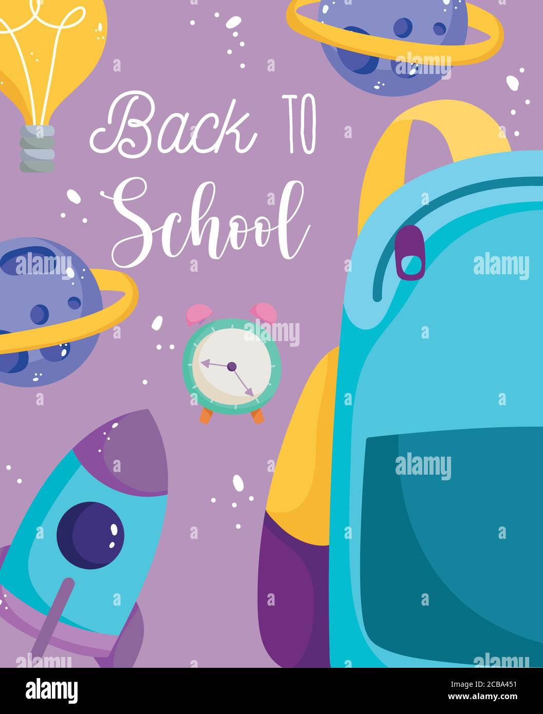 back to school, backpack alarm clock rocket planets elementary ...