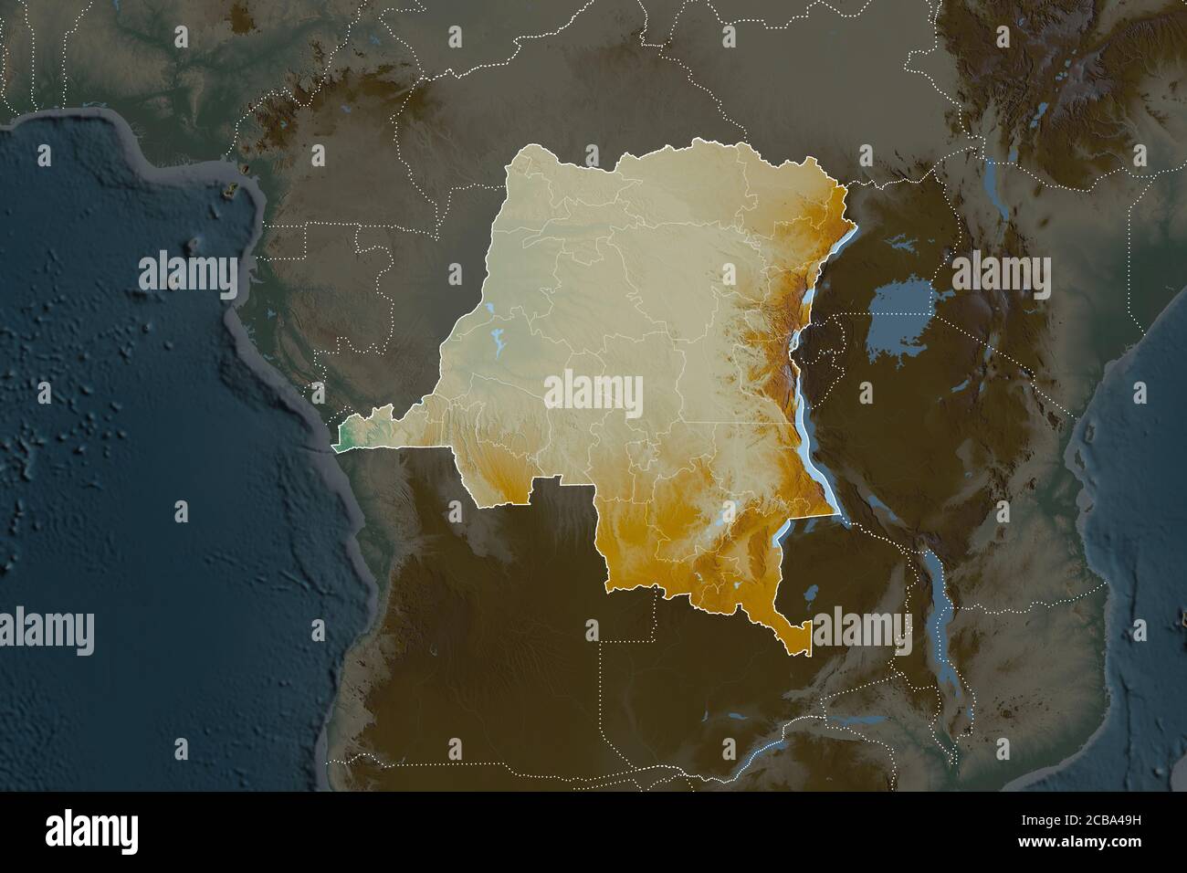 Shape of Democratic Republic of the Congo separated by the desaturation ...