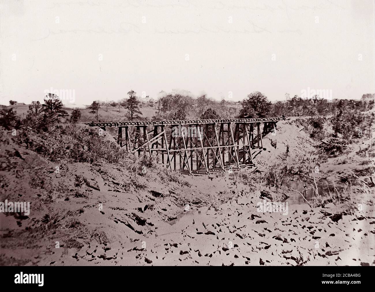 Confederate Trestle Work on Alexandria Railroad, 186165. Formerly