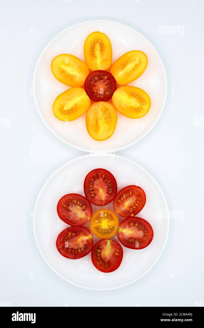 cut tomato flower patterns Stock Photo Alamy