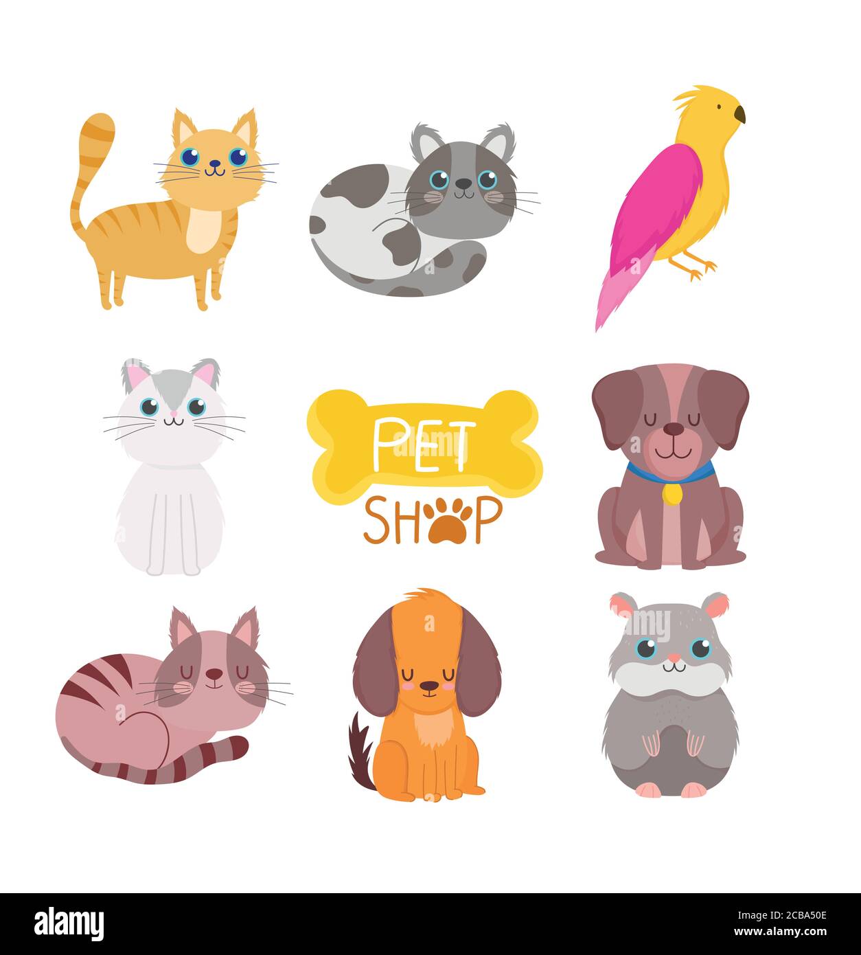 pet shop, cute animals cat dog bird rodent veterinary clinic food