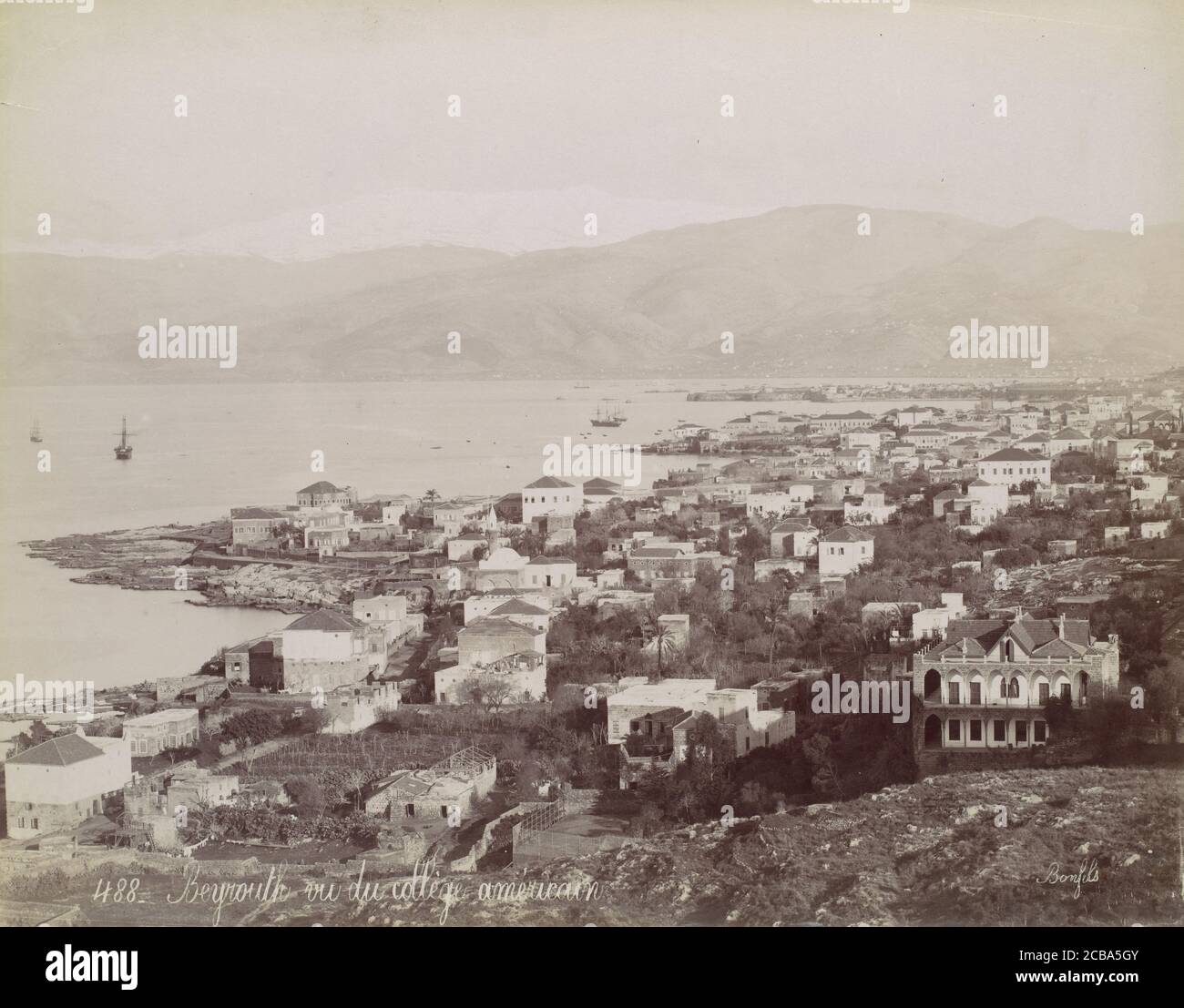 Beyrouth. Vu du coll&#xe8;ge am&#xe9;ricain, ca. 1870. Stock Photo