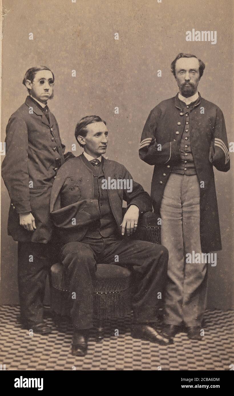 Disabled Union Soldiers Posed in Aid of the U.S. Sanitary Commission at the New York Metropolitan Fair, April 1864. Stock Photo