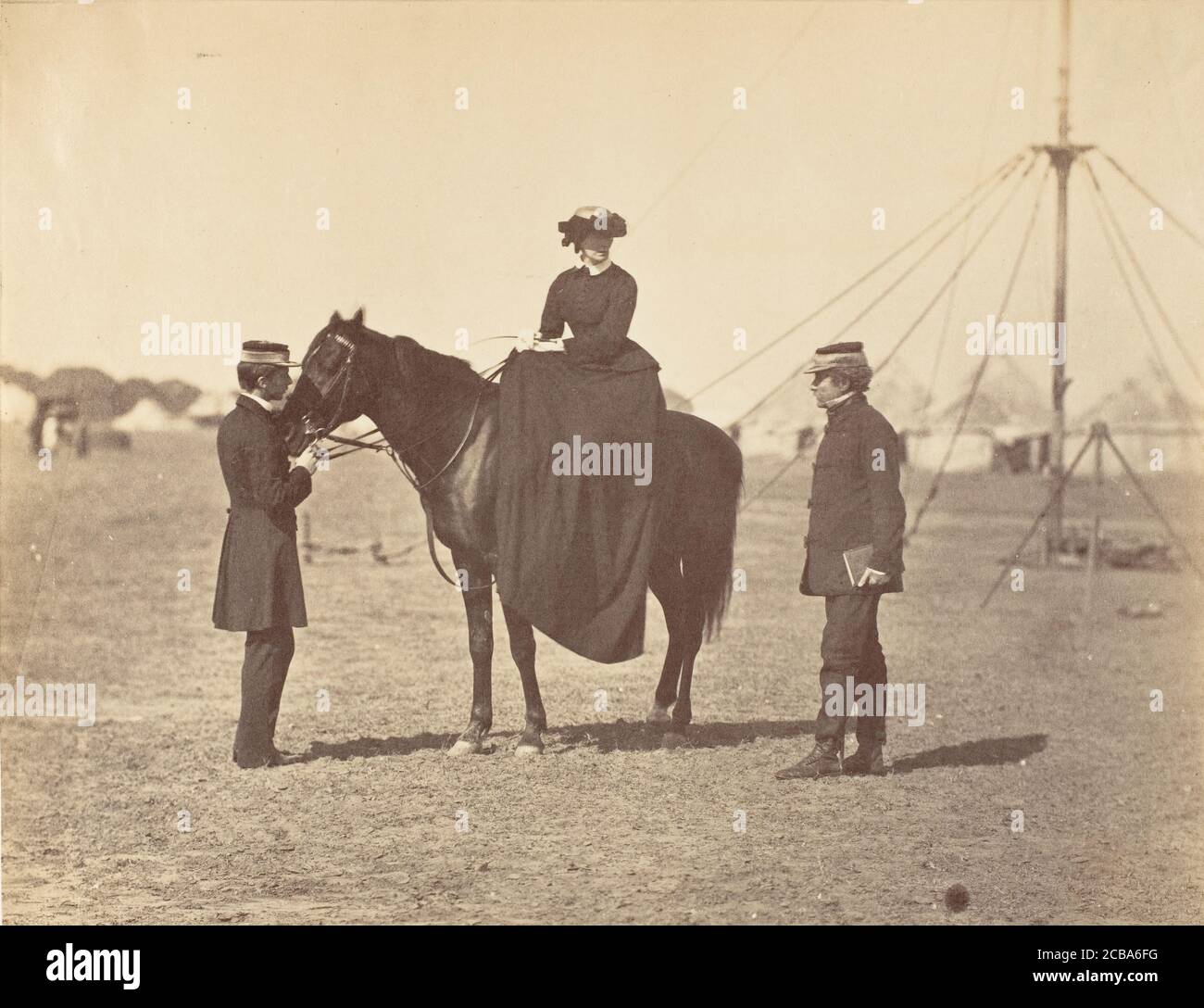 [Lady Canning on her Black Arab and Lord Clyde, Commander in Chief], 1858-61. Stock Photo