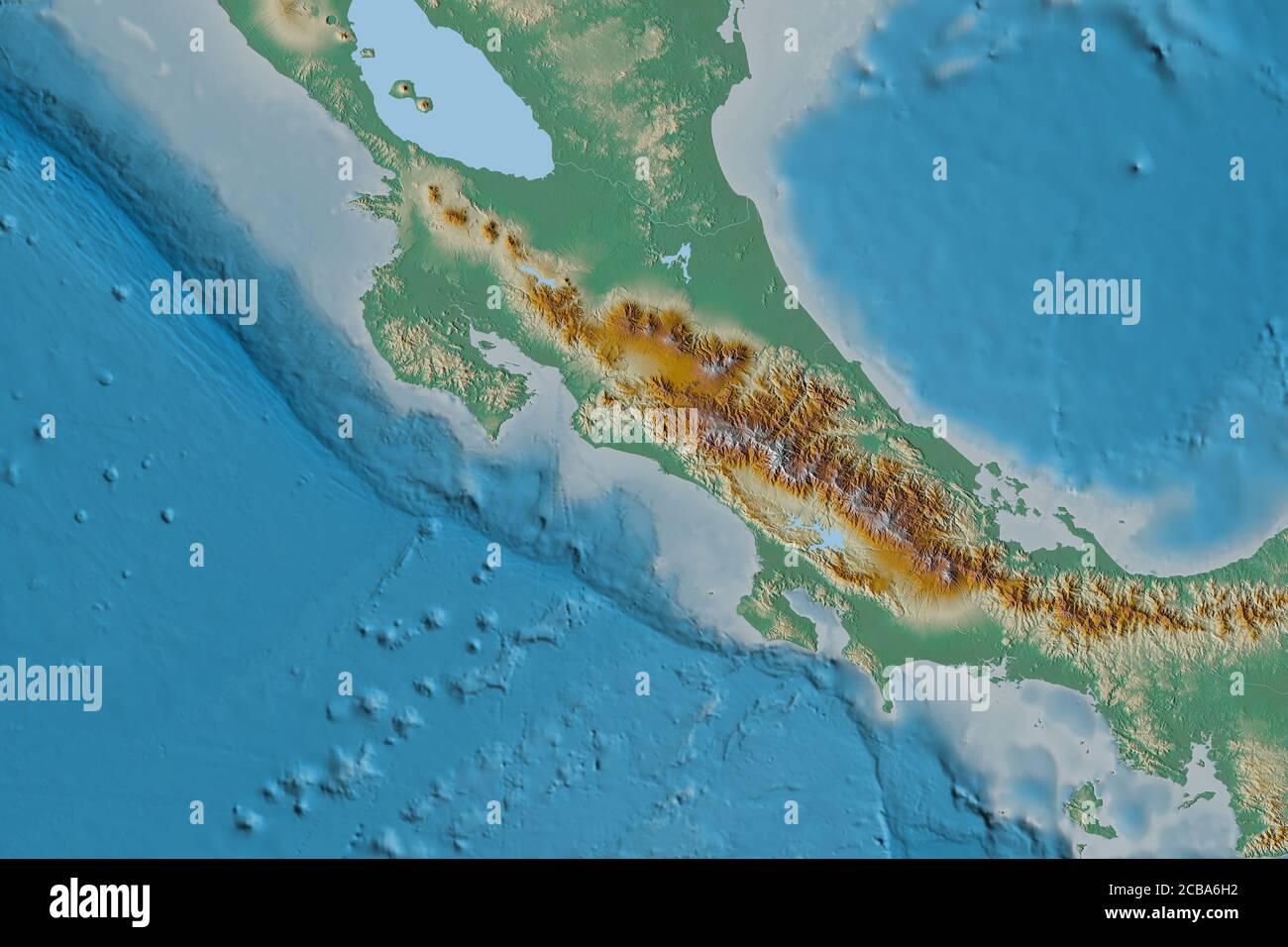 Extended area of Costa Rica. Topographic relief map. 3D rendering Stock Photo Alamy