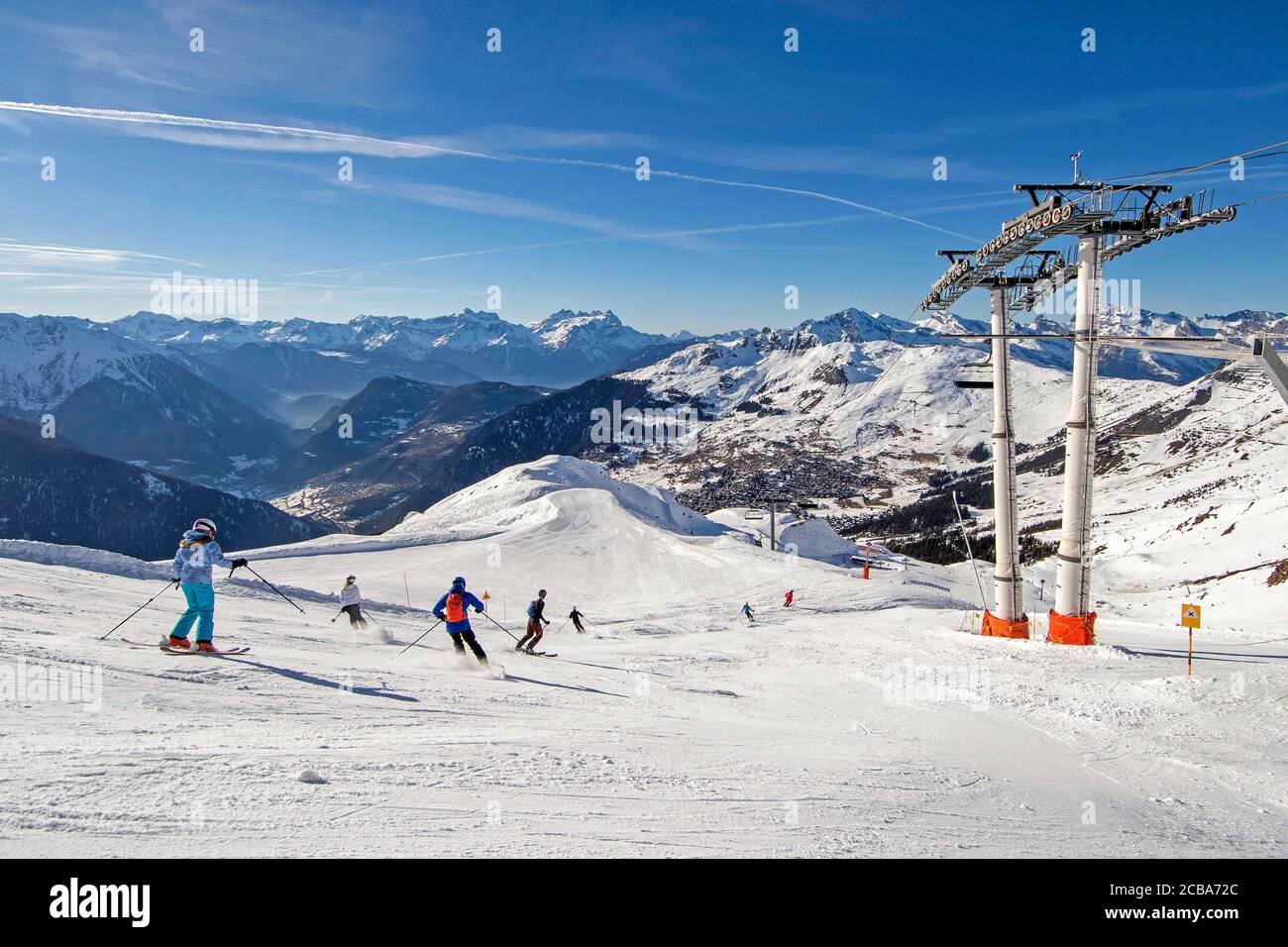 The ski and holiday resort of Verbier located in south-western Switzerland in the canton of Valais. Stock Photo