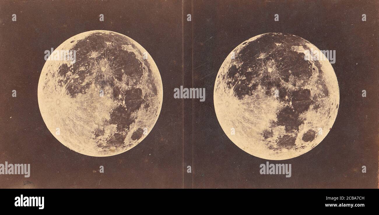 Full Moon: The Left Hand Moon was Photographed June 2nd, 1871. The Right Hand Moon was Photographed Aug. 29, 1871, 1871. Stock Photo