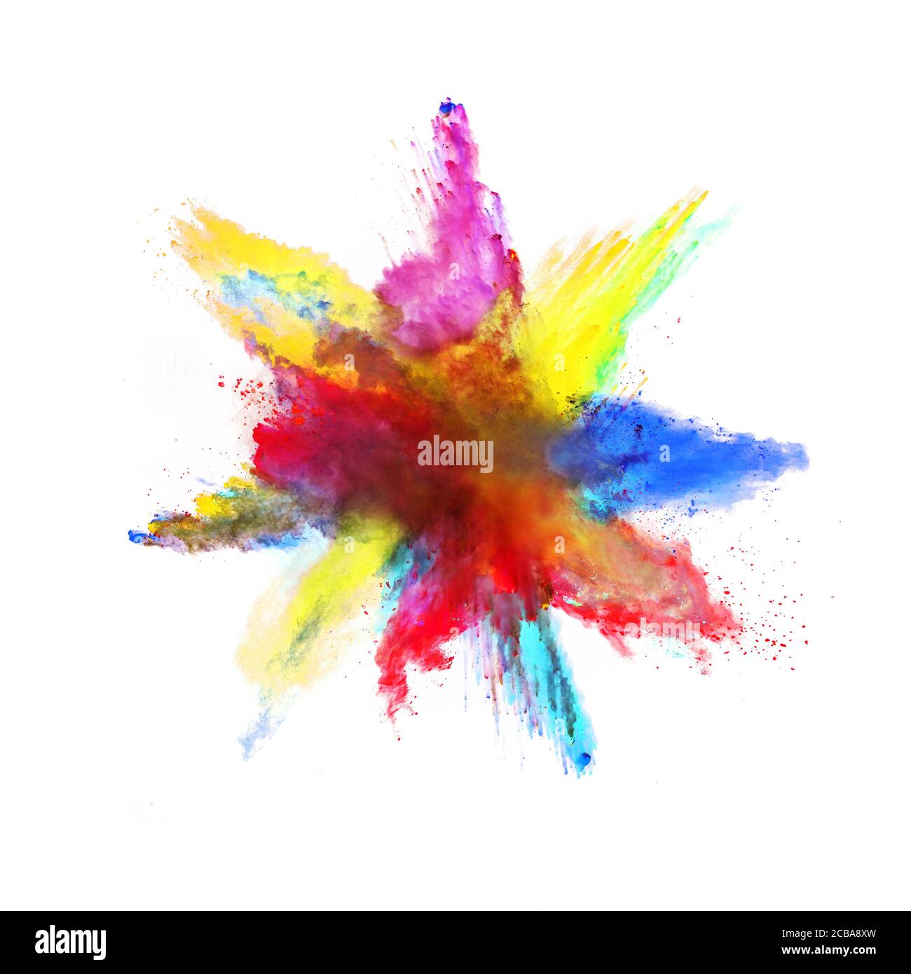 Abstract colored powder explosion isolated on white background. High ...