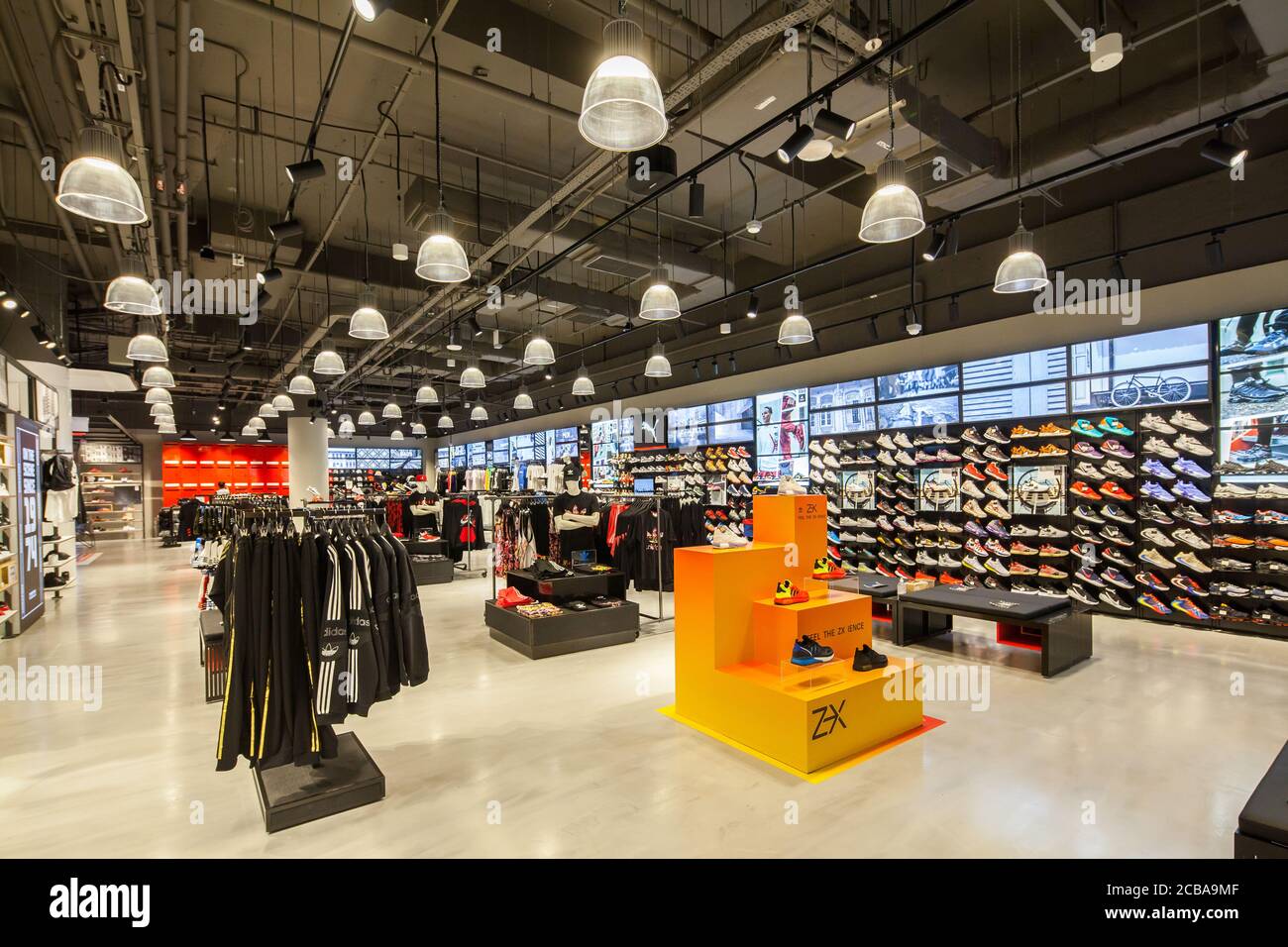 A huge interior space that displays hundreds of shoes brands and ...