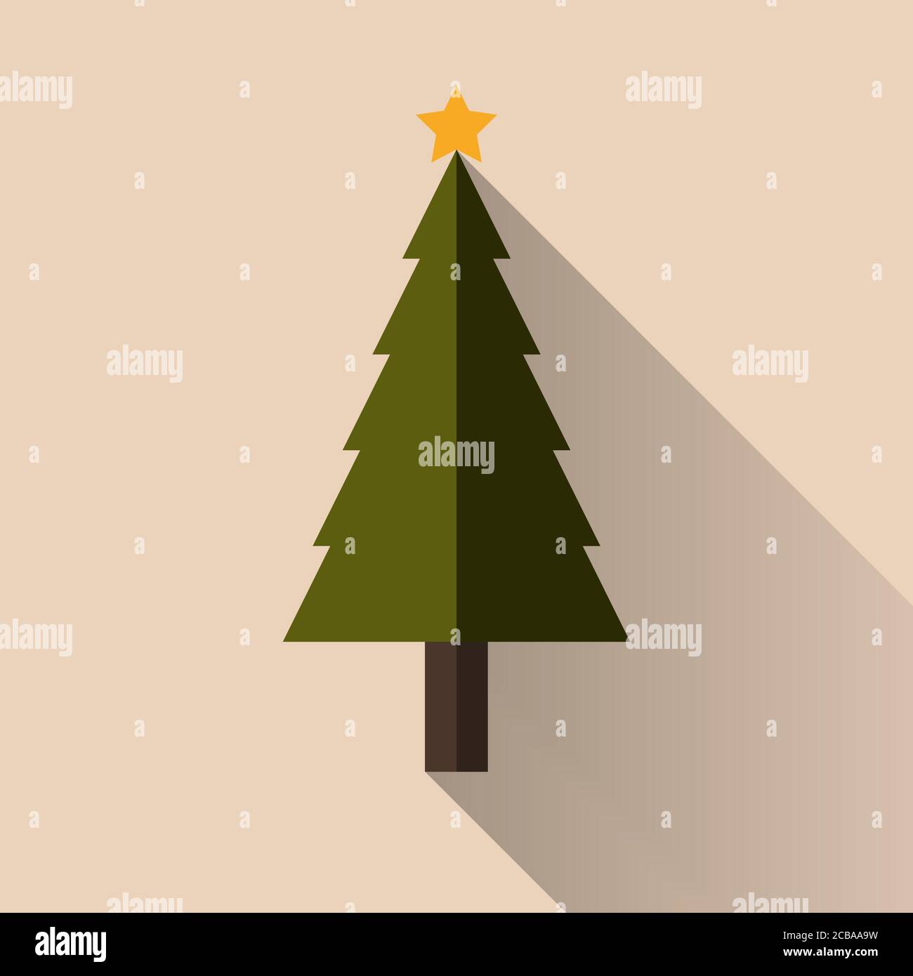 Illustration of a Christmas tree with a gold star on top, in front of a ...