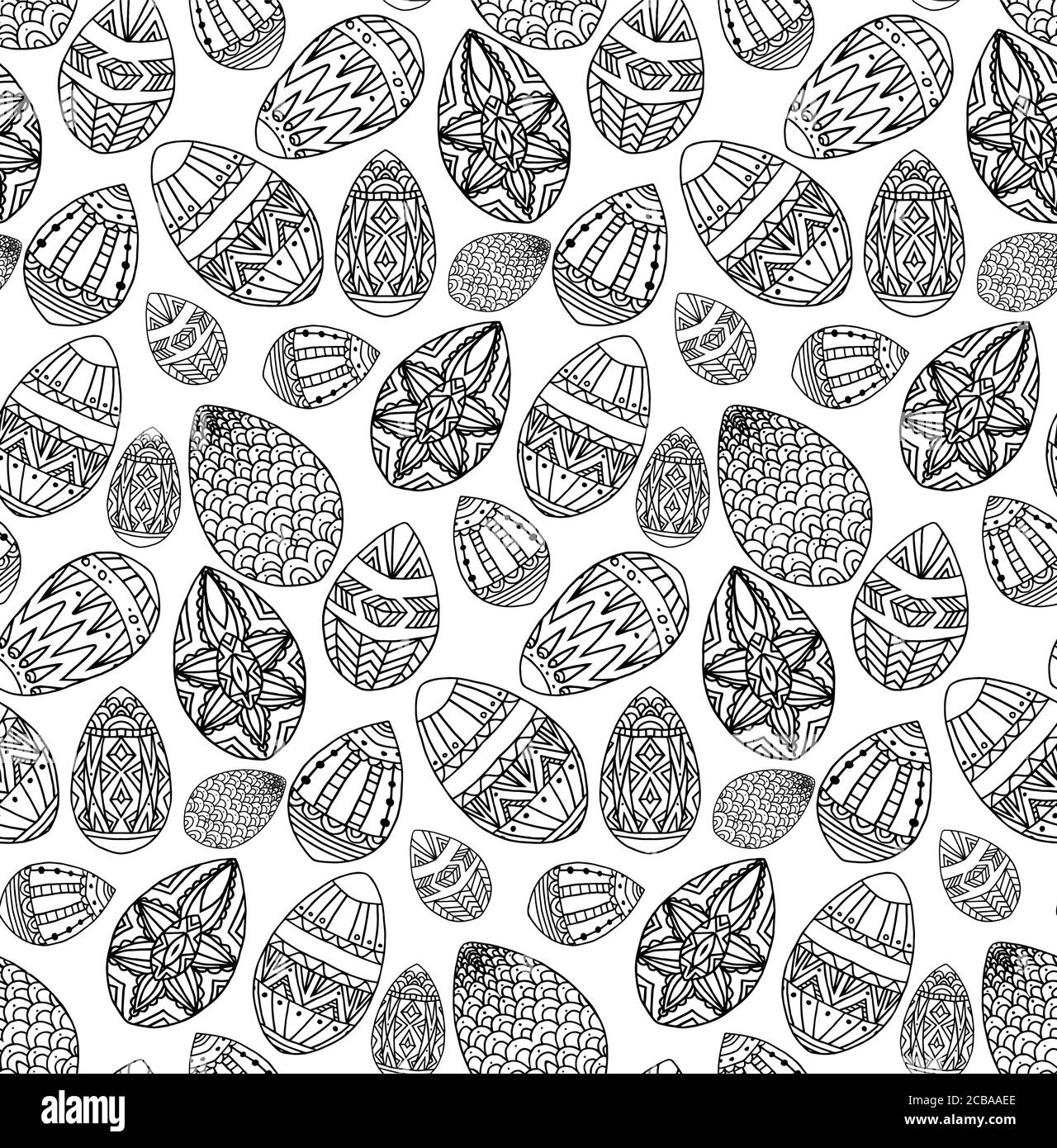 Seamless texture with festive doodle eggs with boho pattern. Vector ...