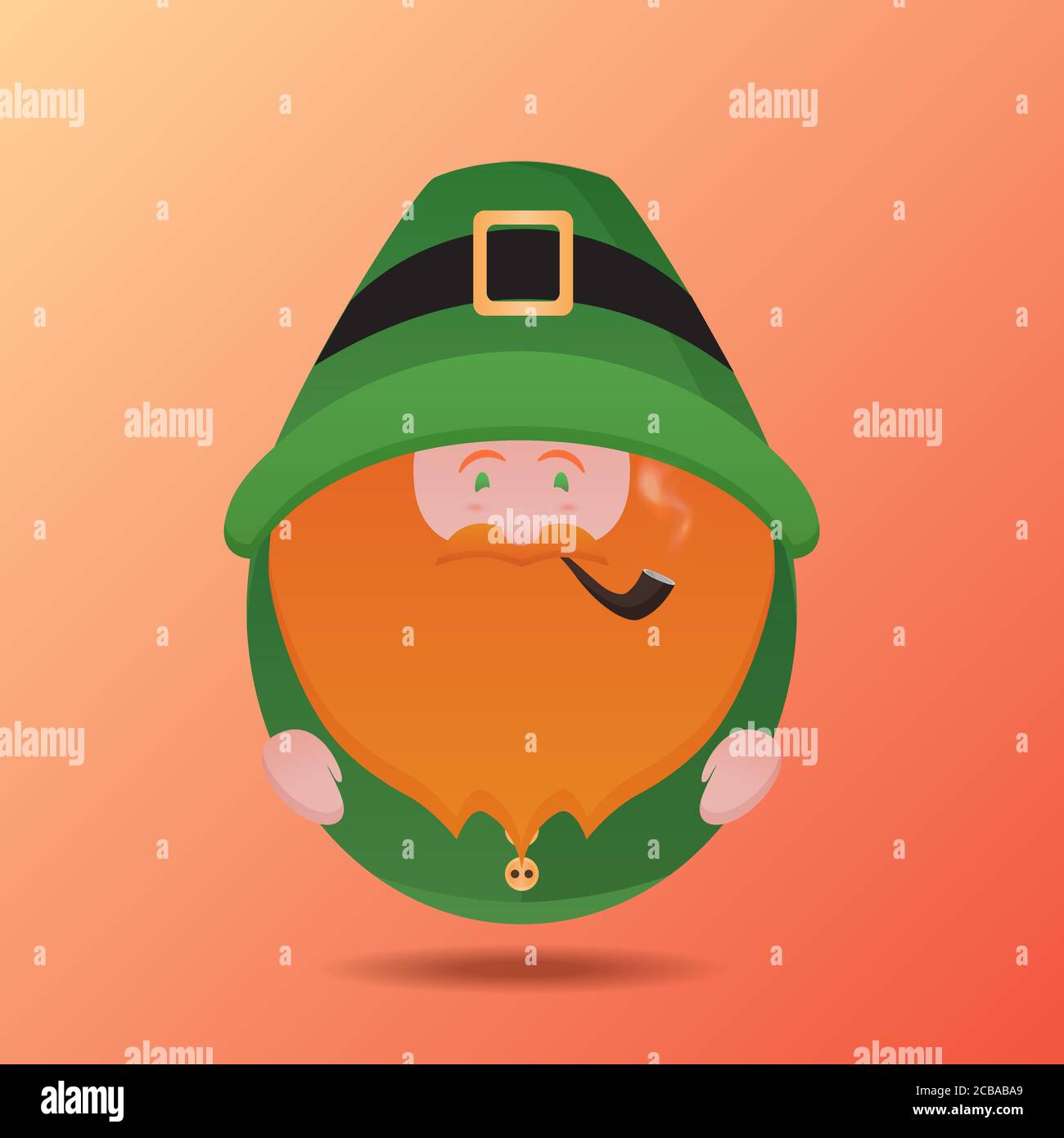 Illustration of Leprechaun with a pipe on St. Patrick's Day. Vector element for your creativity Stock Vector