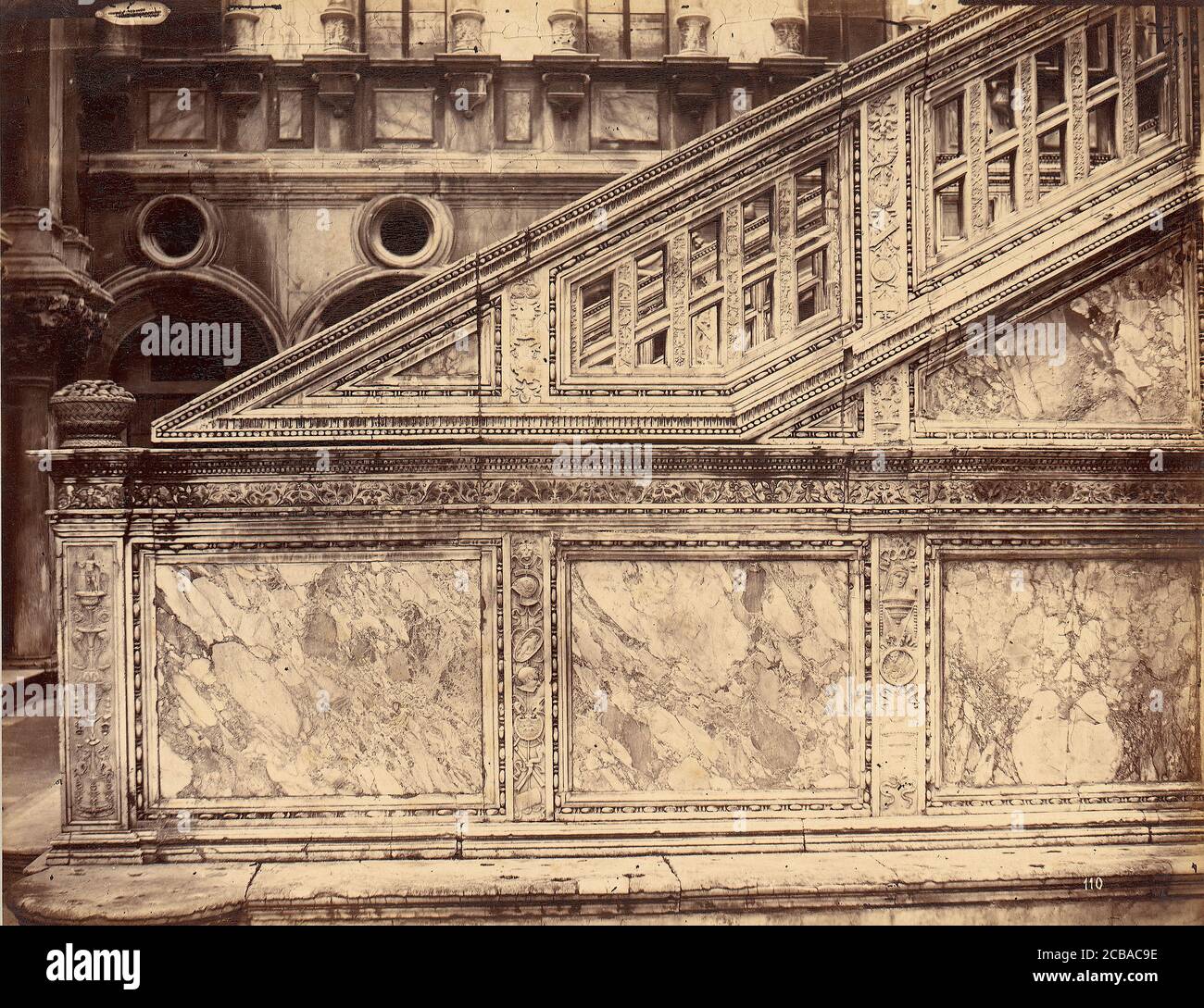 Marble Stairway Decorated with Architectural Sculpture, 1880s Stock ...