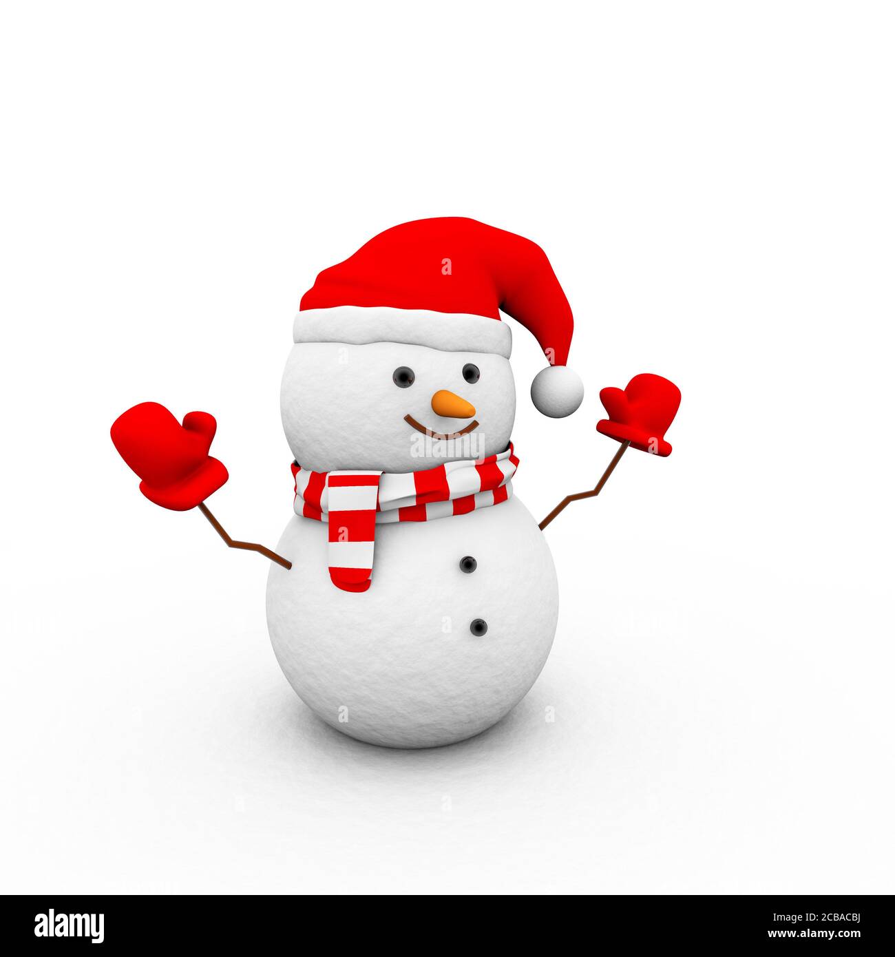 Illustration of a snowman with red gloves, a hat, and scarf isolated on ...