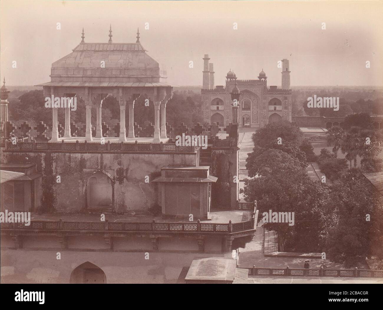 Akbar's Tomb and Gardens, Sikandra, India, 1860s-70s. Stock Photo