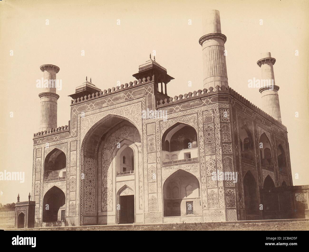 Akbar's Tomb at Sikandra, India, 1860s-70s. Stock Photo
