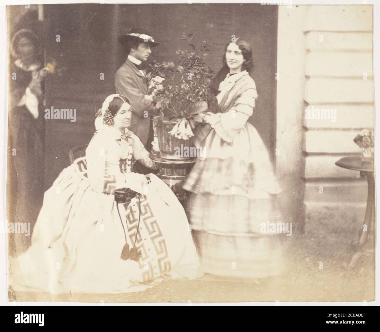 Mrs Stuart, J.C.S and Mrs d'Aguilar, Barrackpore, 1858. Stock Photo