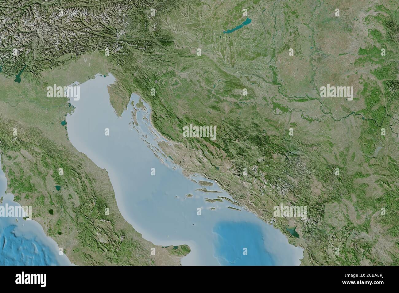 Extended area of Croatia. Satellite imagery. 3D rendering Stock Photo ...