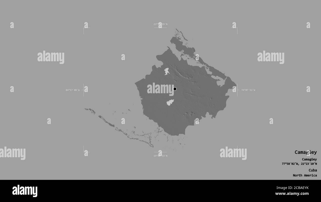 Area of Camagüey, province of Cuba, isolated on a solid background in a ...