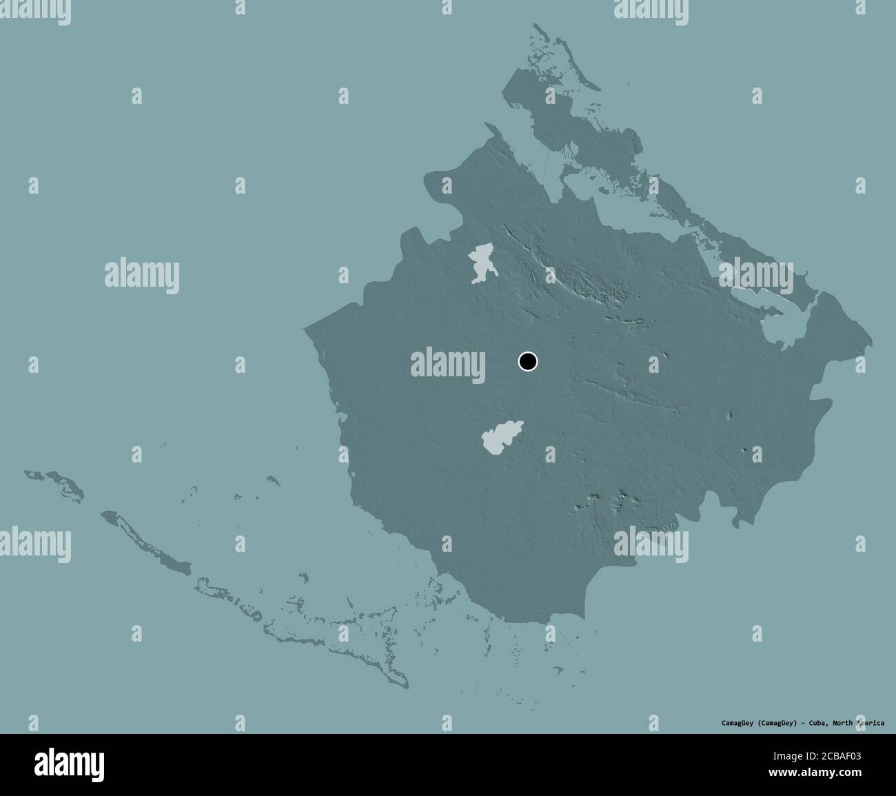 Shape of Camagüey, province of Cuba, with its capital isolated on a ...