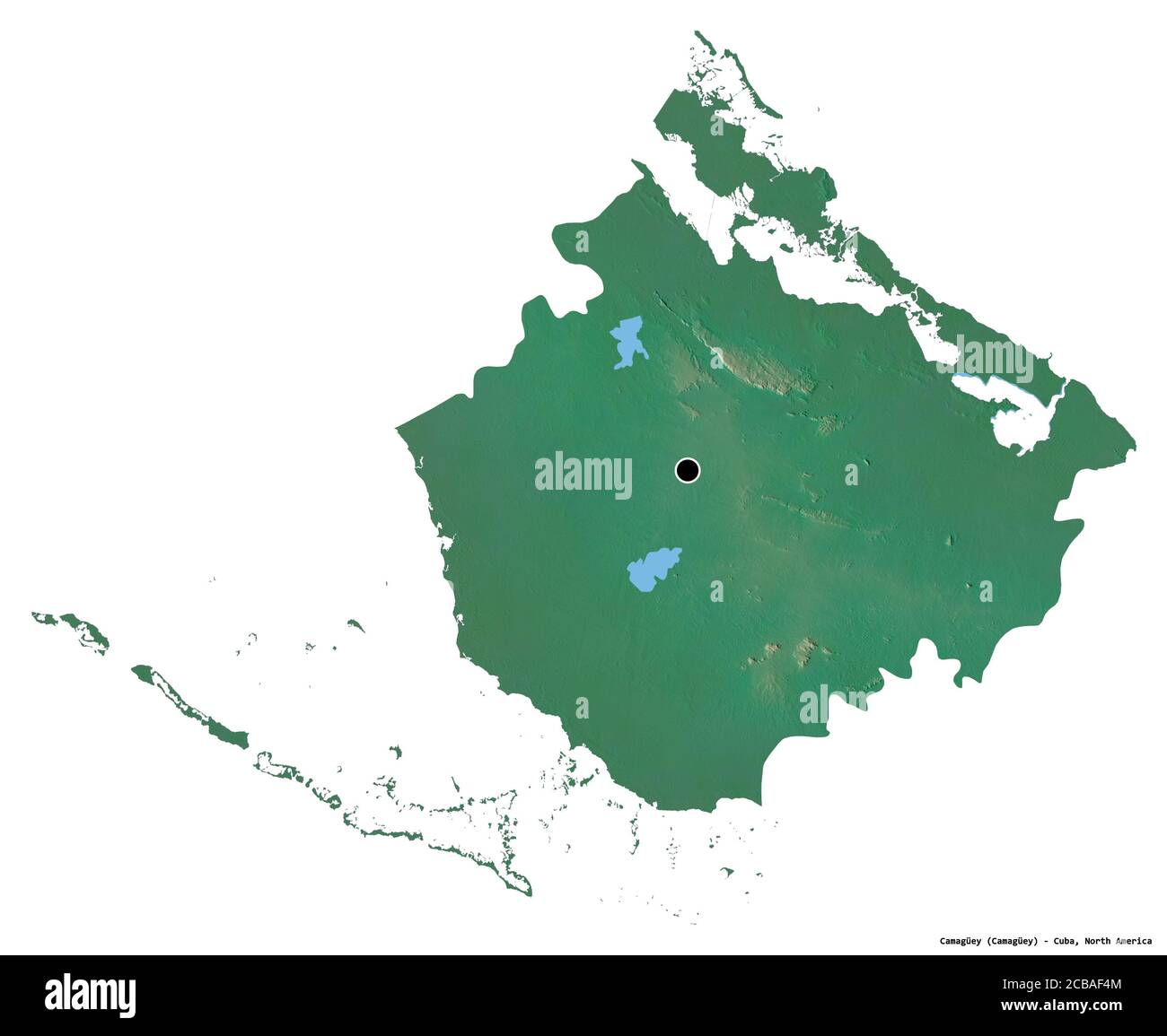 Shape of Camagüey, province of Cuba, with its capital isolated on white ...