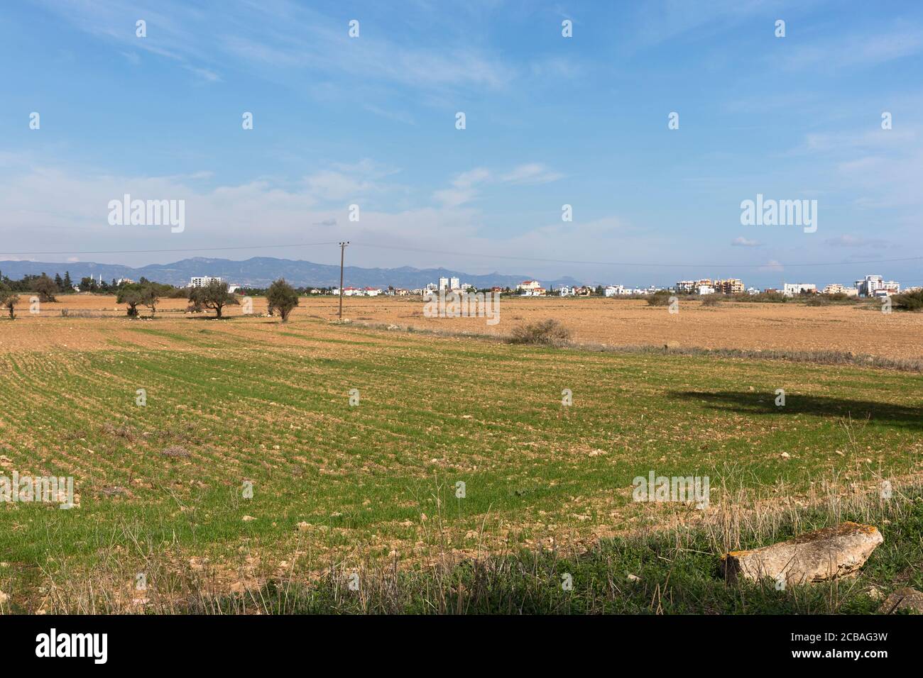 Ebene, Ortschaft, Landschaft, Famagusta, Pentadaktylos Gebirge, Türkische Republik Nordzypern Stock Photo