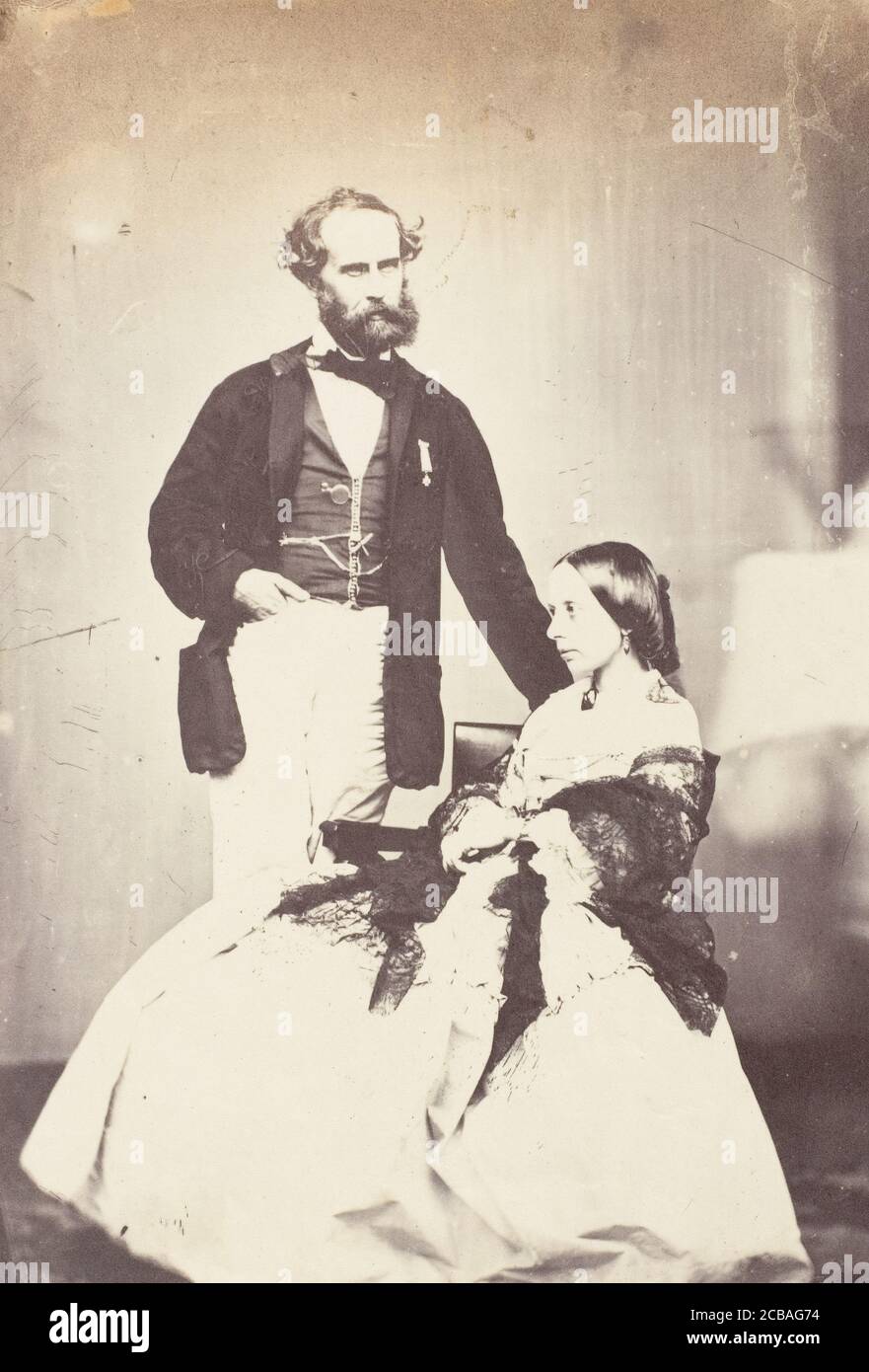 Colonel Vincent Eyre C.B. Bengal Artillery, &quot;The Hero of Arrah&quot; and Mrs Eyre, 1858-61. Stock Photo