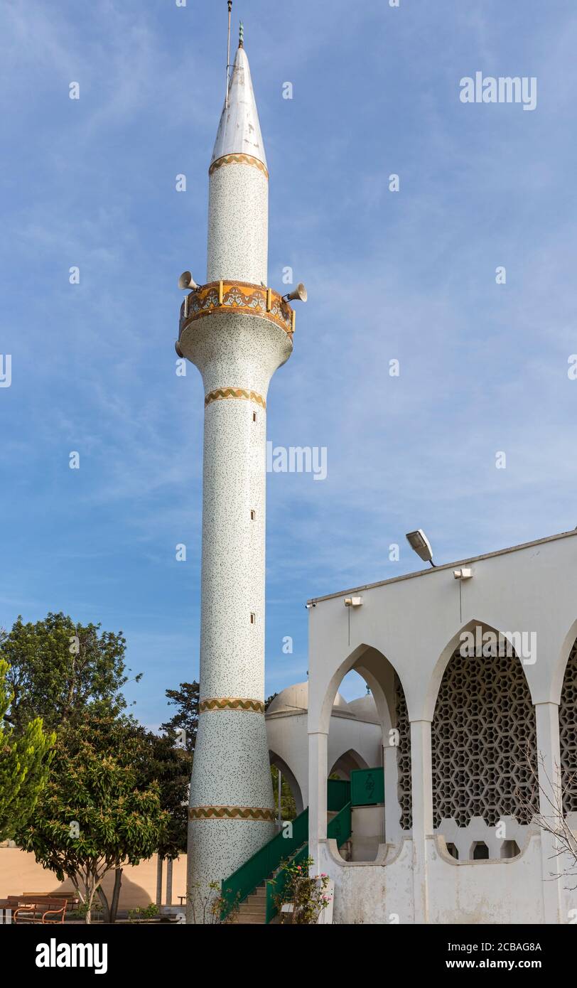 Moschee, Minarett, Dipkarpaz, Rizokarpaso, Türkische Republik Nordzypern Stock Photo