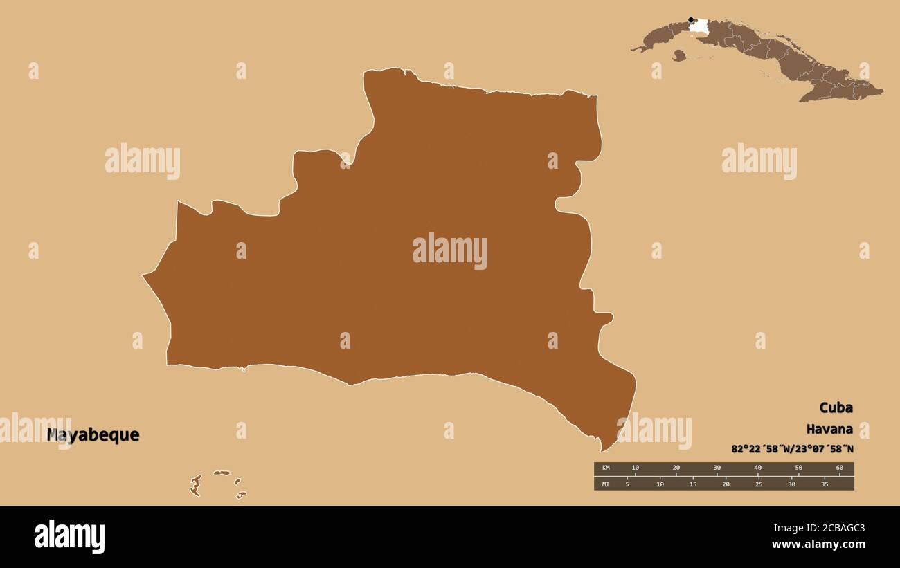 Mayabeque Shape of Mayabeque, province of Cuba, with its capital isolated on ...