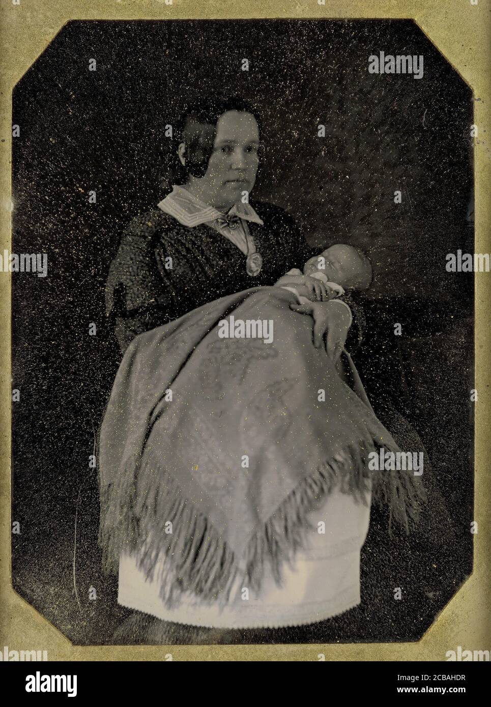 Mrs. Thomas Ustick Walter and Her Deceased Child, ca. 1846. Stock Photo