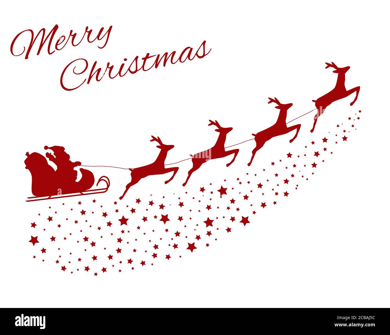 Illustration of a Santa on the sleigh with reindeer pulling it Stock ...