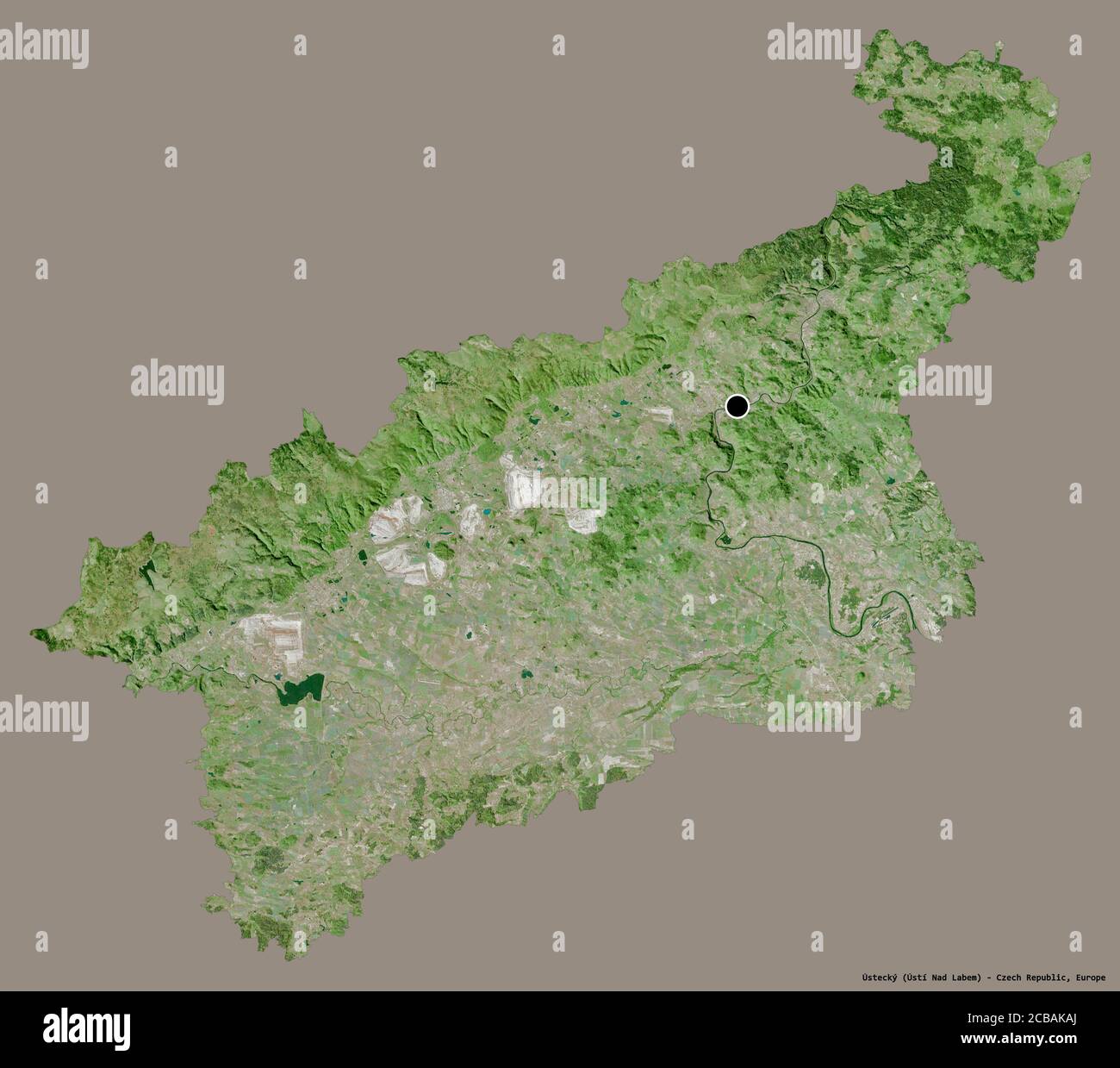 Shape of Ústecký, region of Czech Republic, with its capital isolated on  white background. Colored elevation map. 3D rendering Stock Photo - Alamy