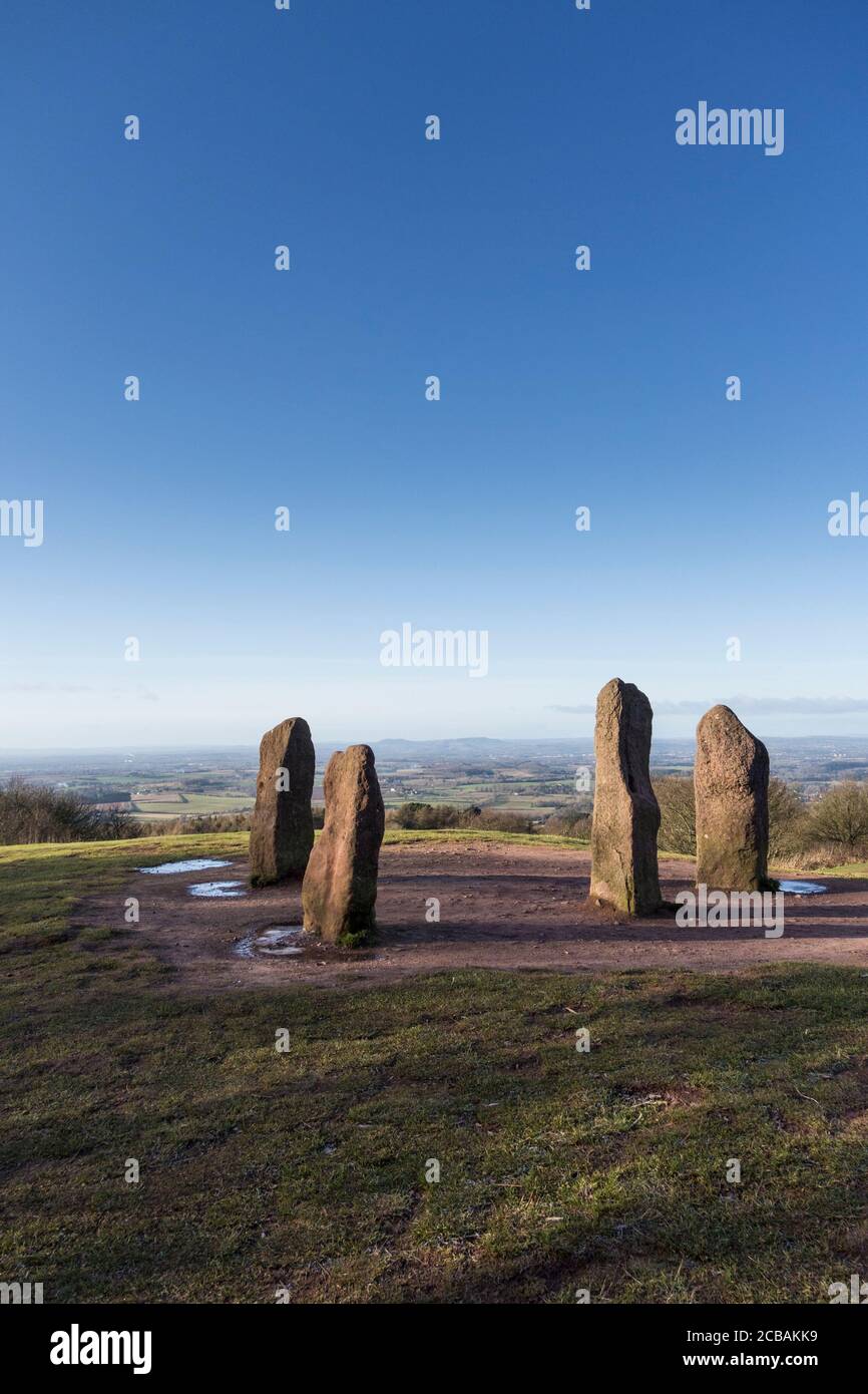 The four stones at the top of Clent Hill, Clent, Worcestershire, UK Stock Photo