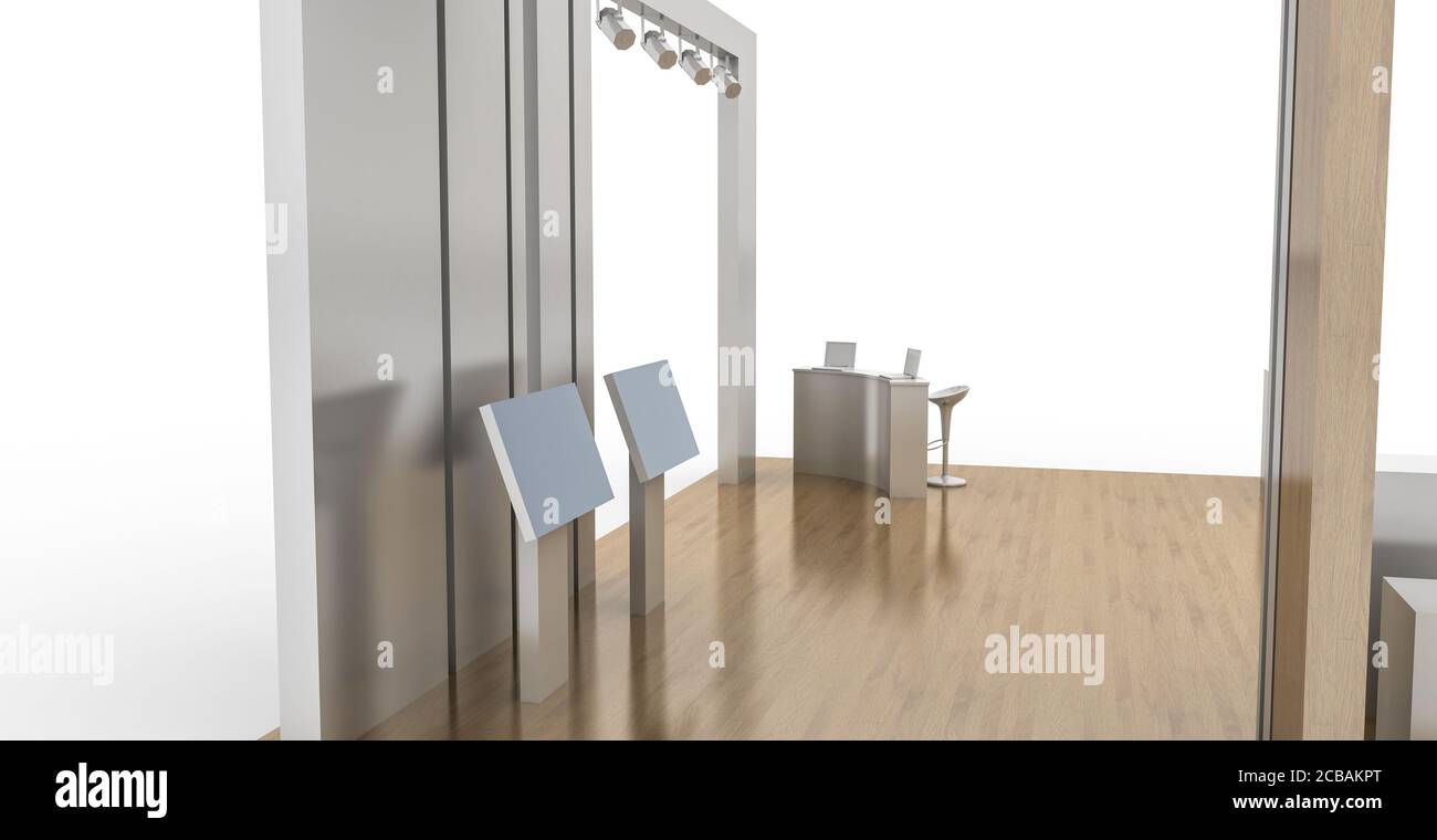 Empty exhibition booth, copy space illustration, original design 3d ...