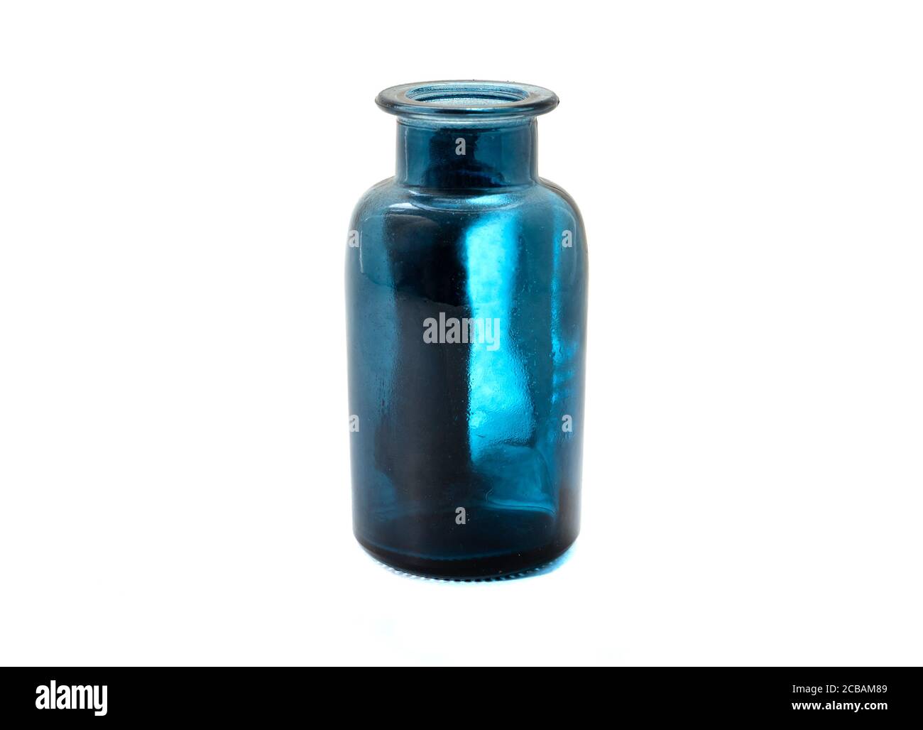 Blue glass bottle isolated on white background Stock Photo - Alamy