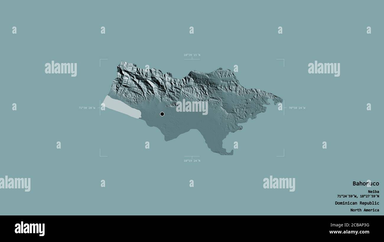 Area of Bahoruco, province of Dominican Republic, isolated on a solid ...