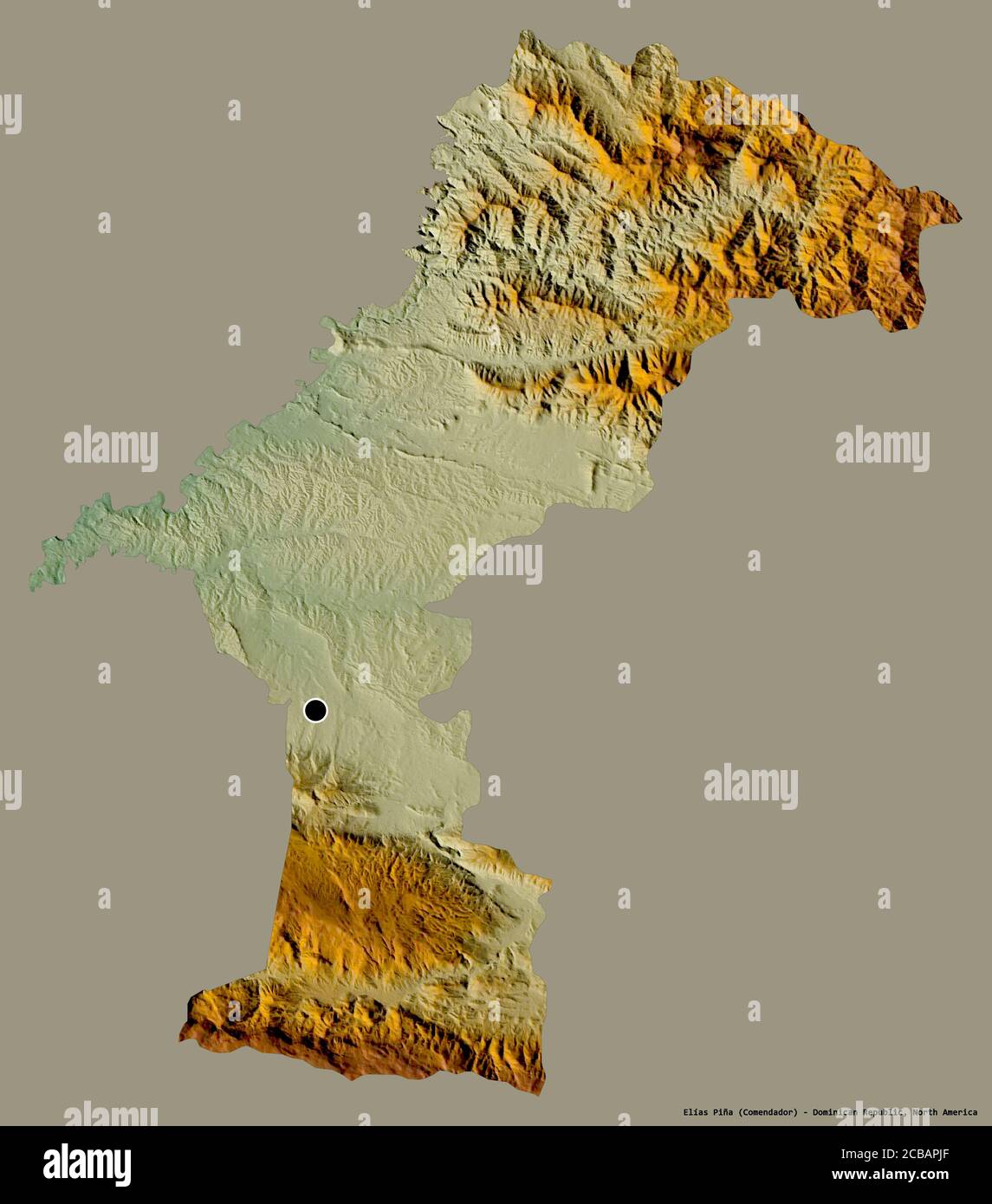 Shape of Elías Piña, province of Dominican Republic, with its capital ...