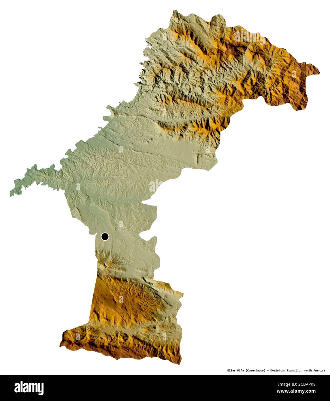 Shape of Elías Piña, province of Dominican Republic, with its capital ...
