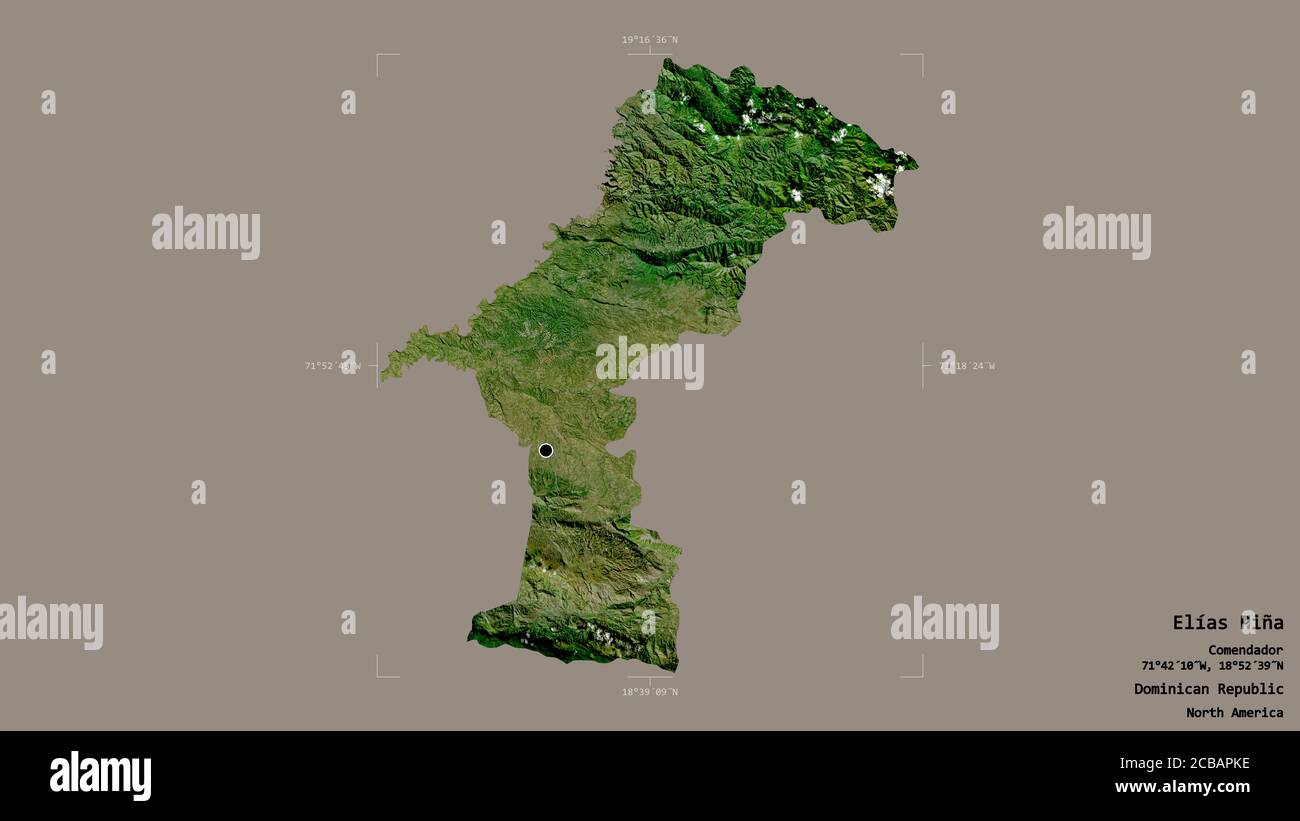 Area of Elías Piña, province of Dominican Republic, isolated on a solid ...