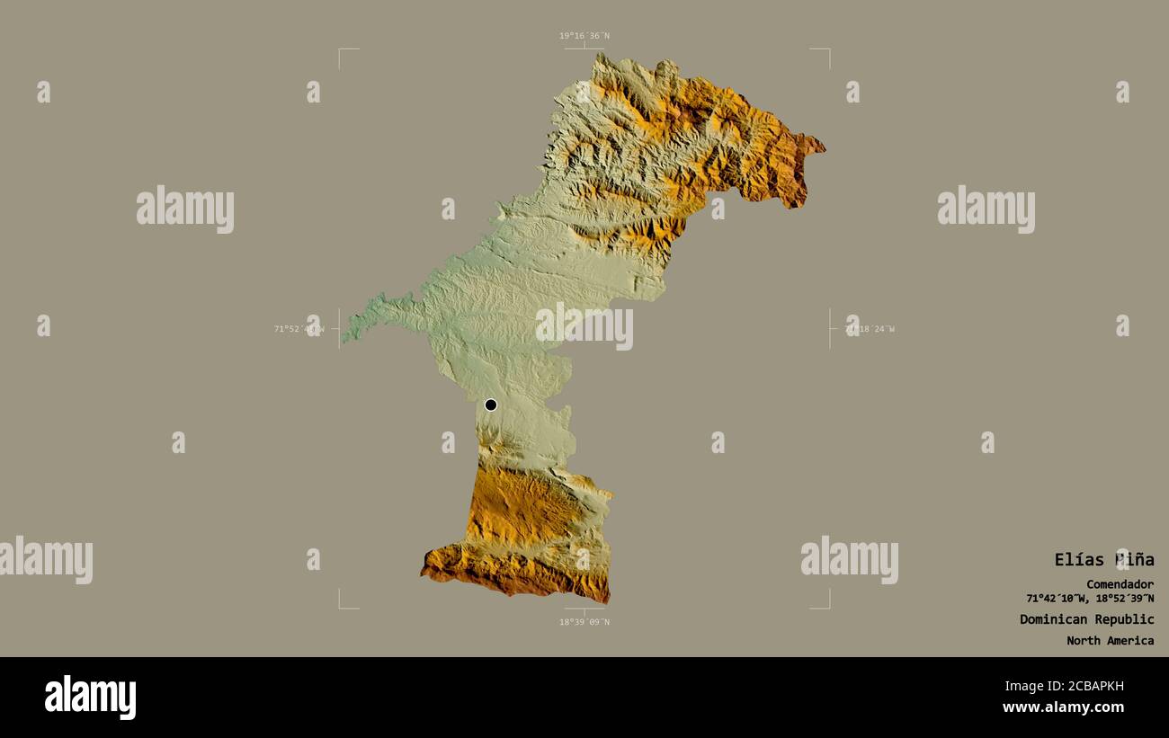 Area of Elías Piña, province of Dominican Republic, isolated on a solid ...